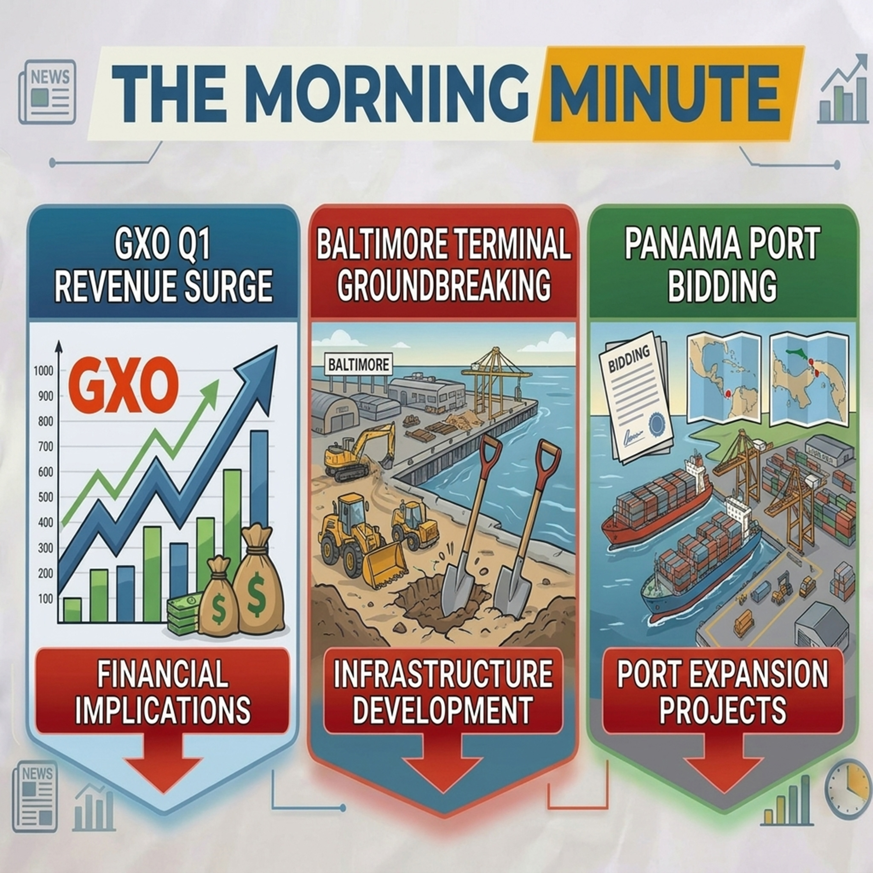 GXO Q1 Revenue Surge, Baltimore Terminal Groundbreaking, & Panama Port Bidding | The Morning Minute