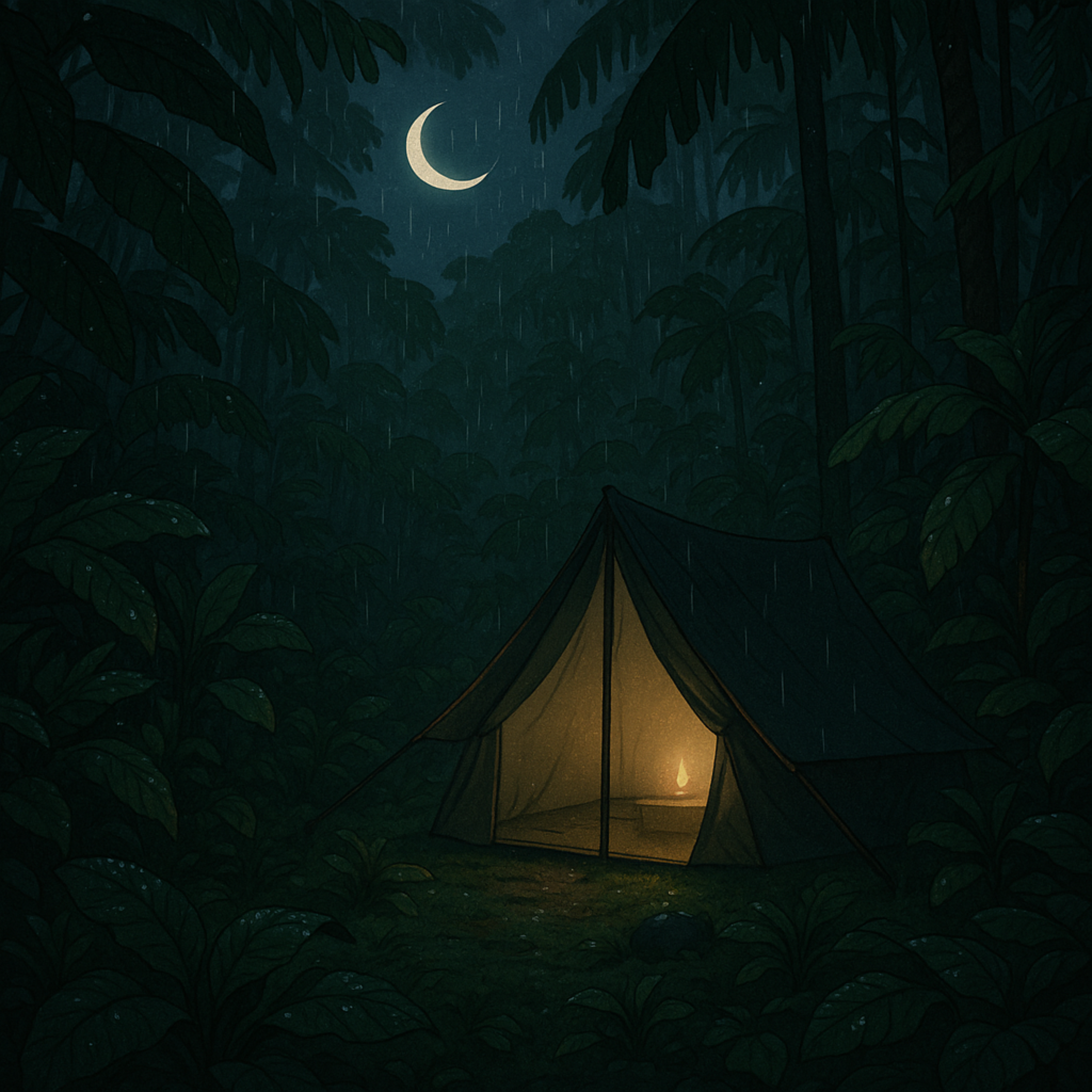 Tropical Rainforest Ambience 🏕️🌙 nature sounds for sleep , rain on leaves & cozy