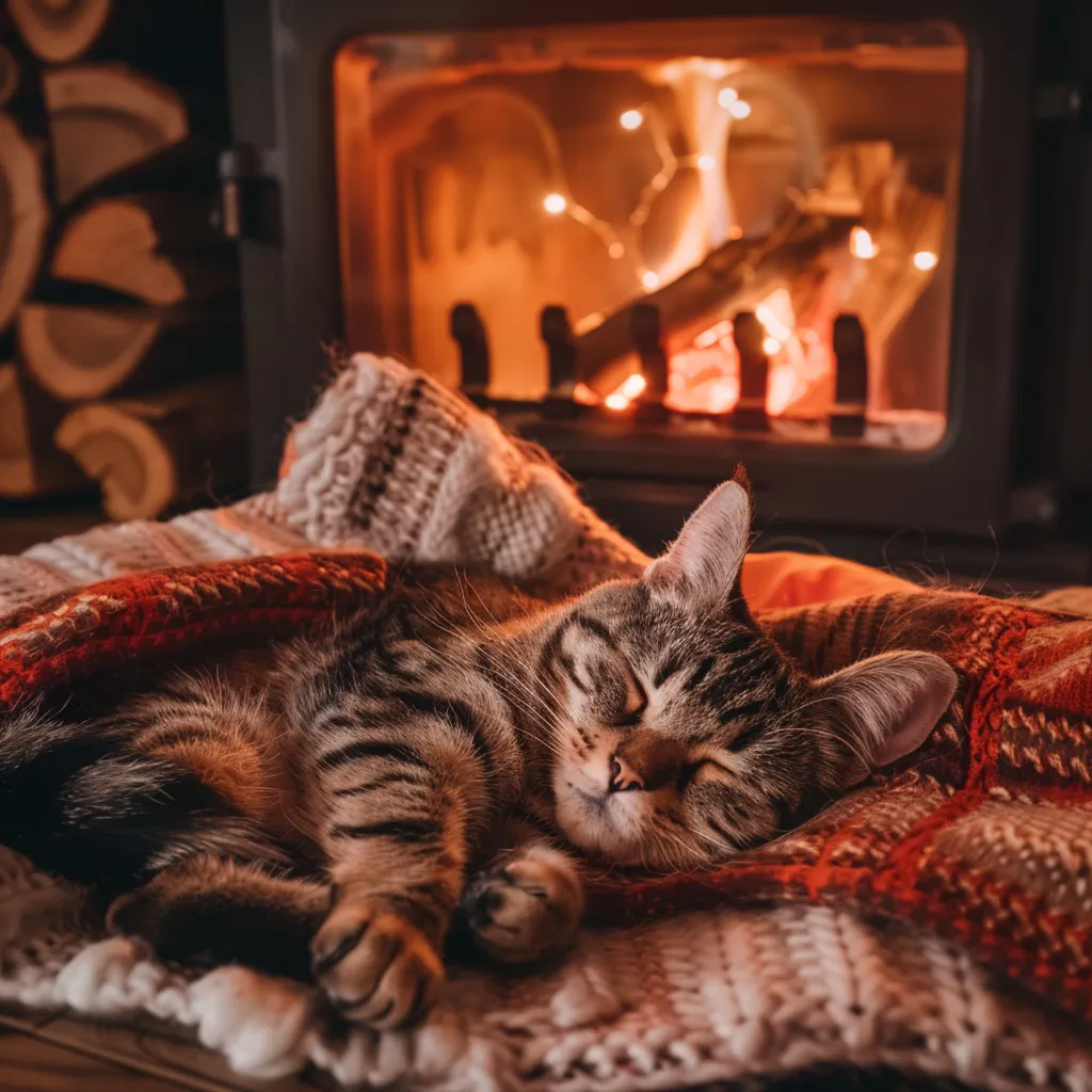 Fall asleep to the Purring of a Cat & Fireplace π₯ Relax in Cozy Winter Hut, Fireplace sound Fall asleep to the Purring of a Cat & Fireplace π₯ Relax in Cozy Winter Hut, Fireplace sound