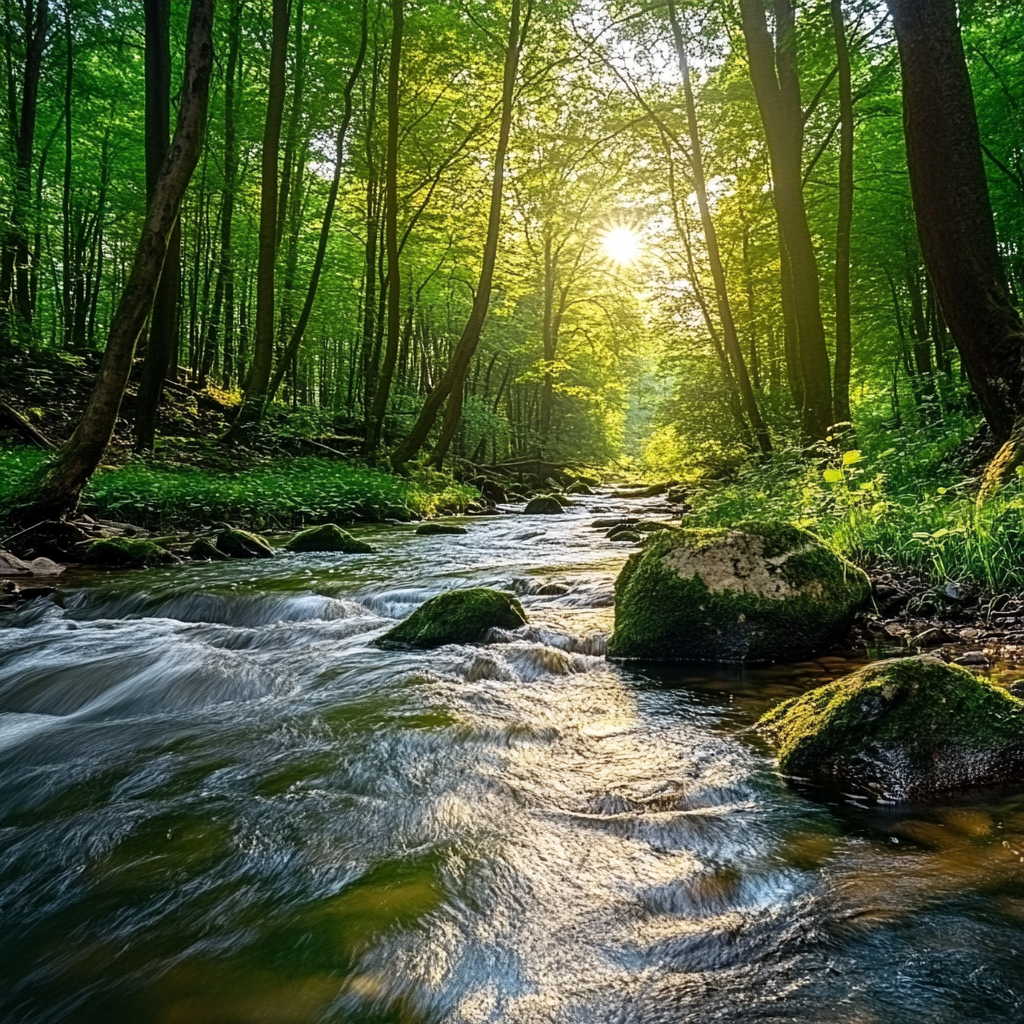 Forest River Nature Sounds - Gentle Stream with Birdsong | Relaxing Nature Ambience for Sleep