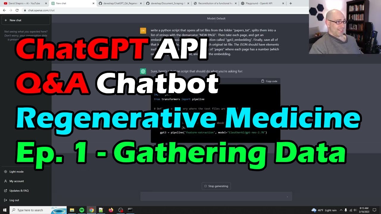 ChatGPT API QA Chatbot ep 1 - Data Prep [Automating Regenerative Science] | Artificial Intelligence Masterclass