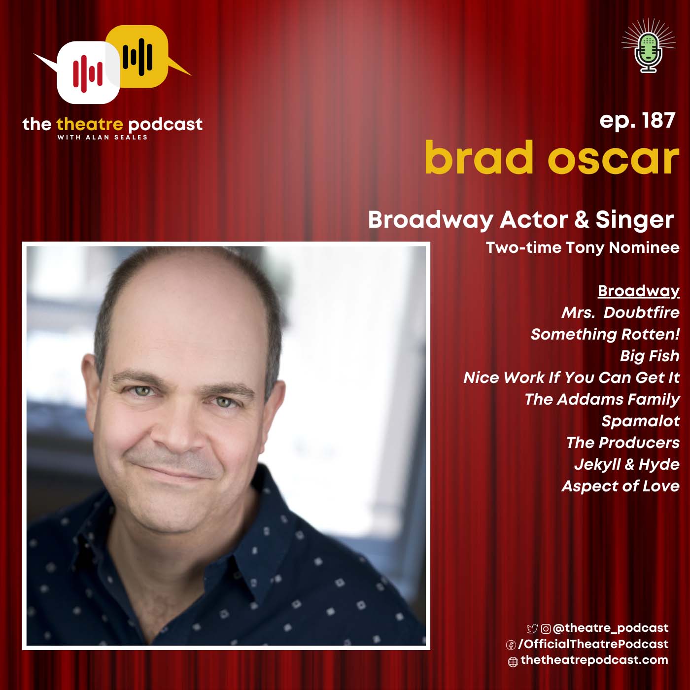 Brad Oscar: 2-Time Tony Award Nominee, currently starring in Mrs. Doubtfire the Musical
