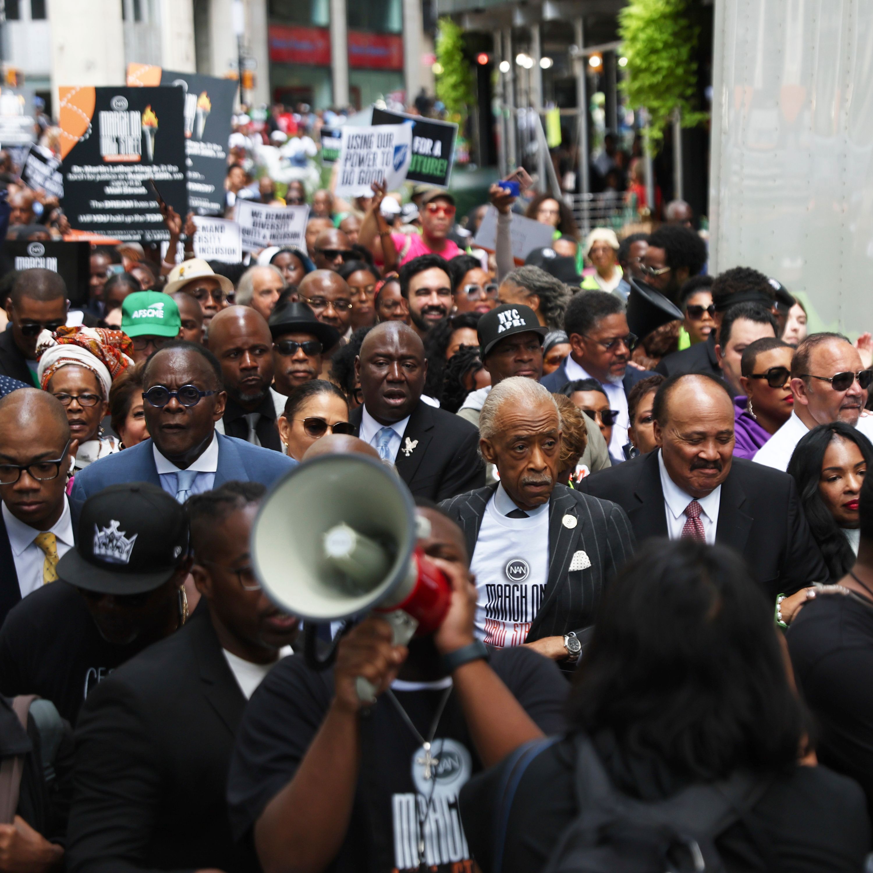 Sharpton Leads Wall Street March on March on Washington Anniversary