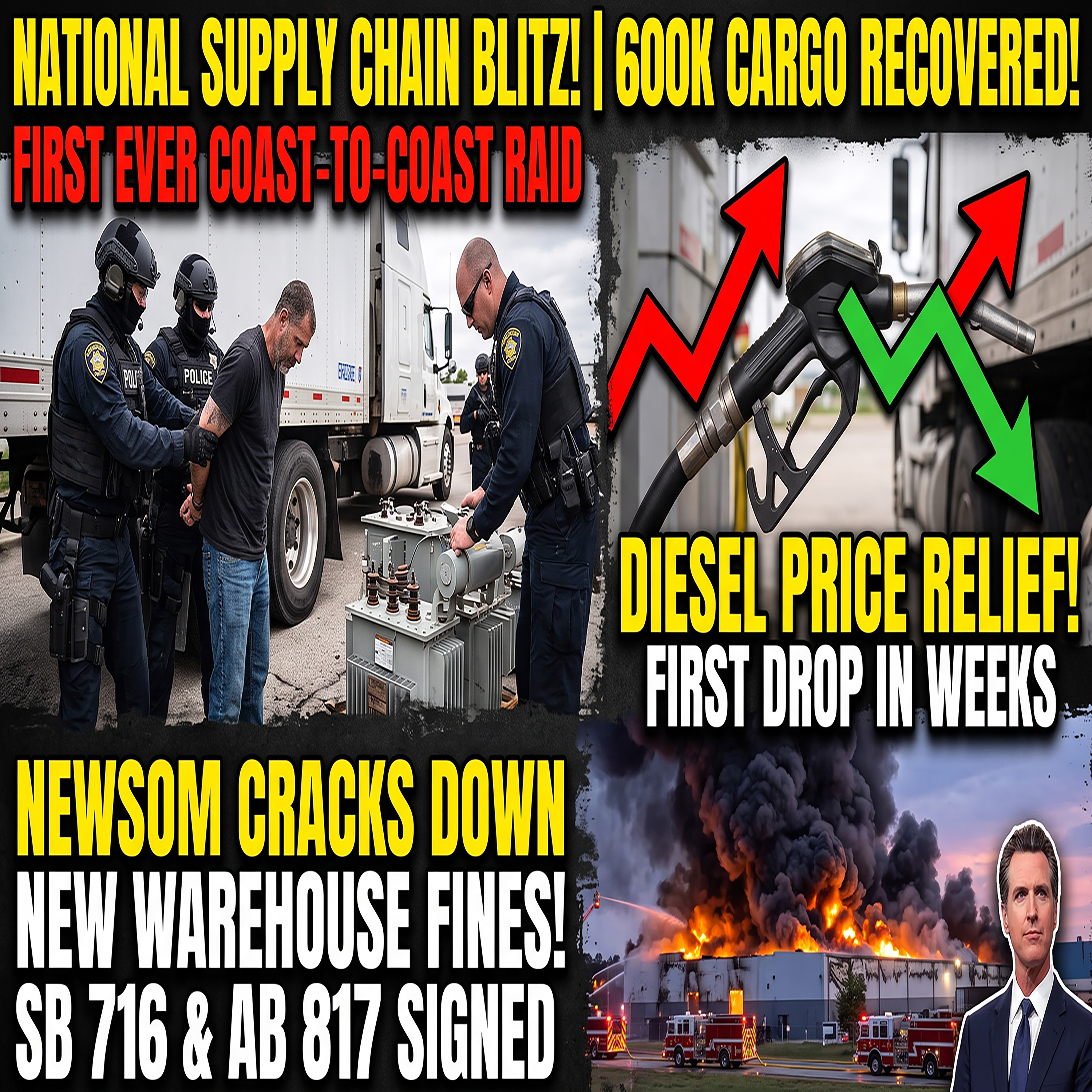 Cargo Theft Blitz Recovers $635K, California Cold-Storage Crackdown, & Diesel Prices Drop | The Morning Minute