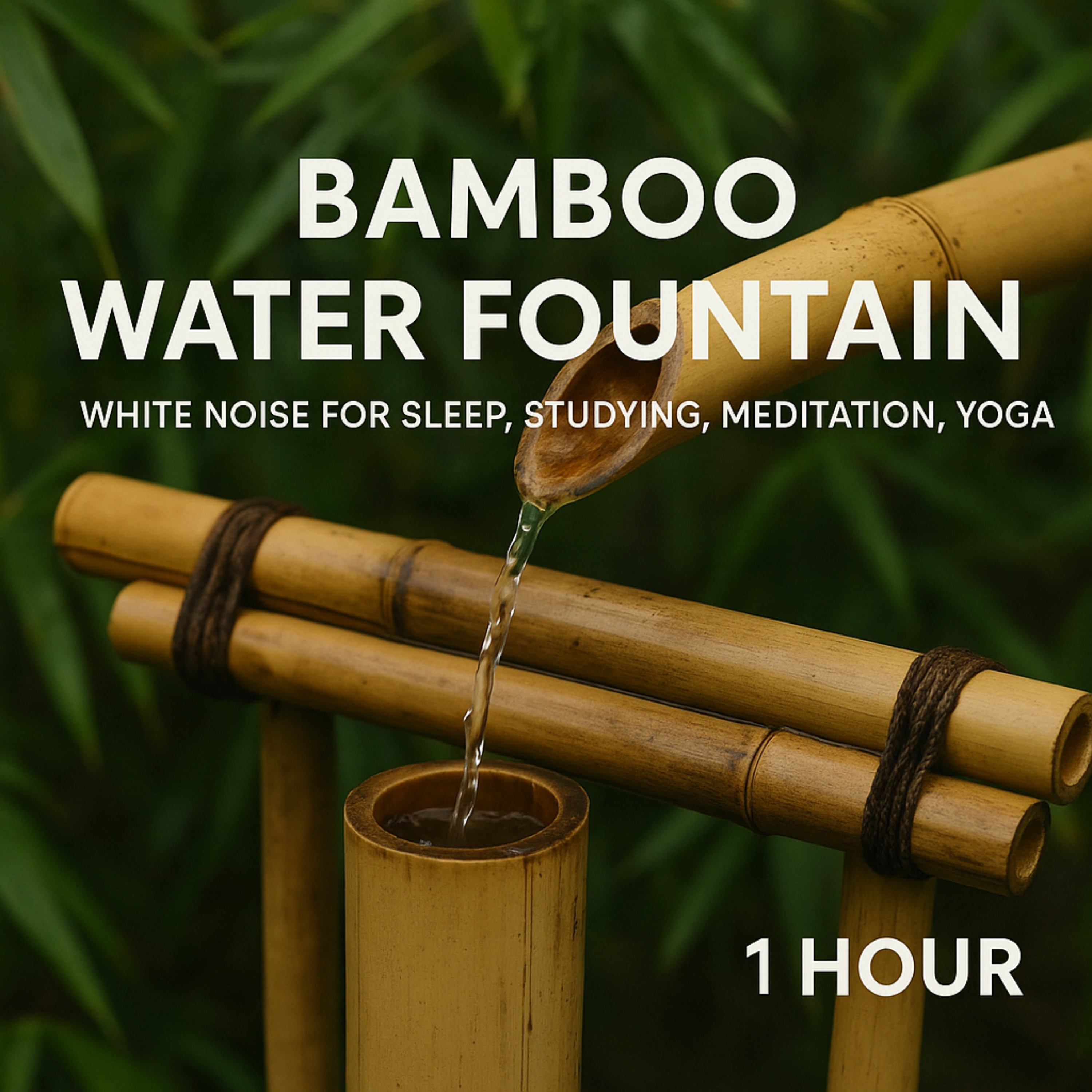 Bamboo Water Fountain | White Noise for Sleep, Studying, Meditation, Yoga | 1 Hours