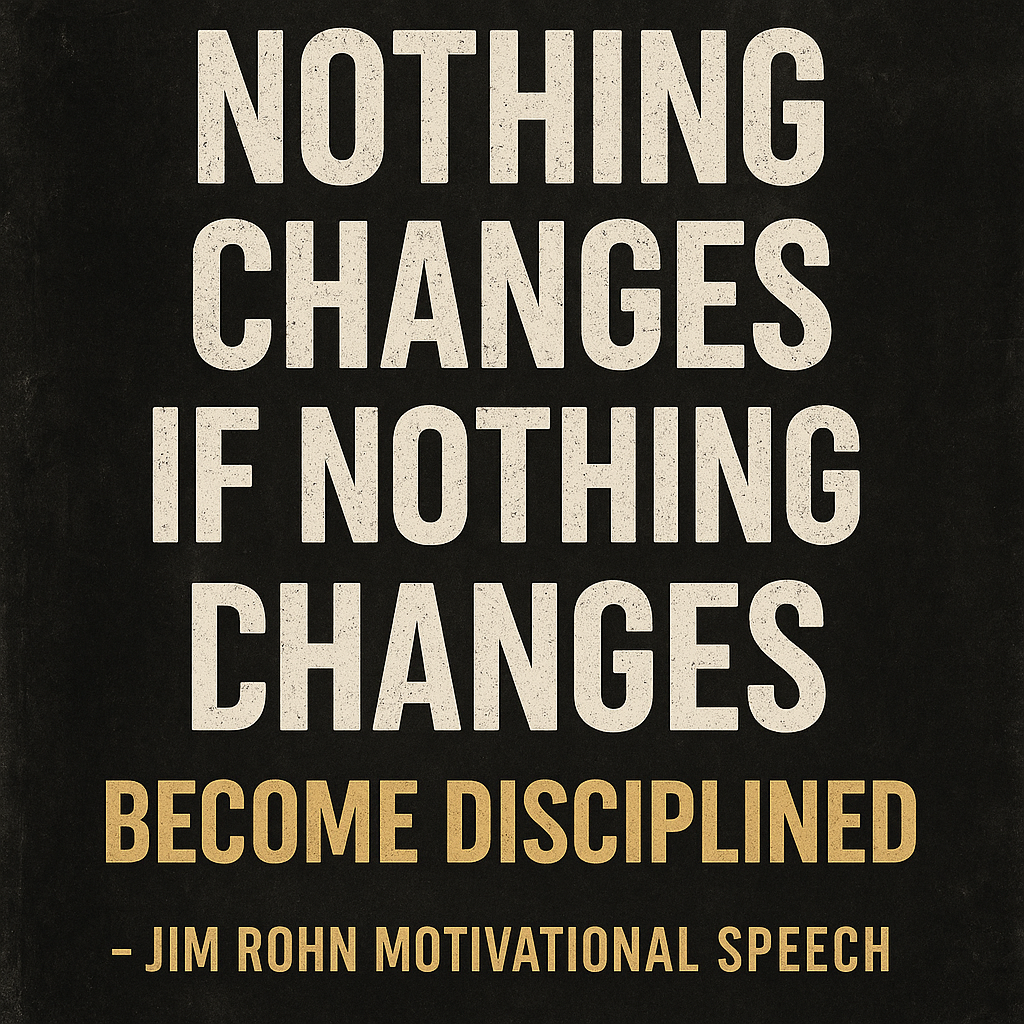 NOTHING CHANGES IF NOTHING CHANGES. BECOME DISCIPLINED – Jim Rohn Motivational Speech