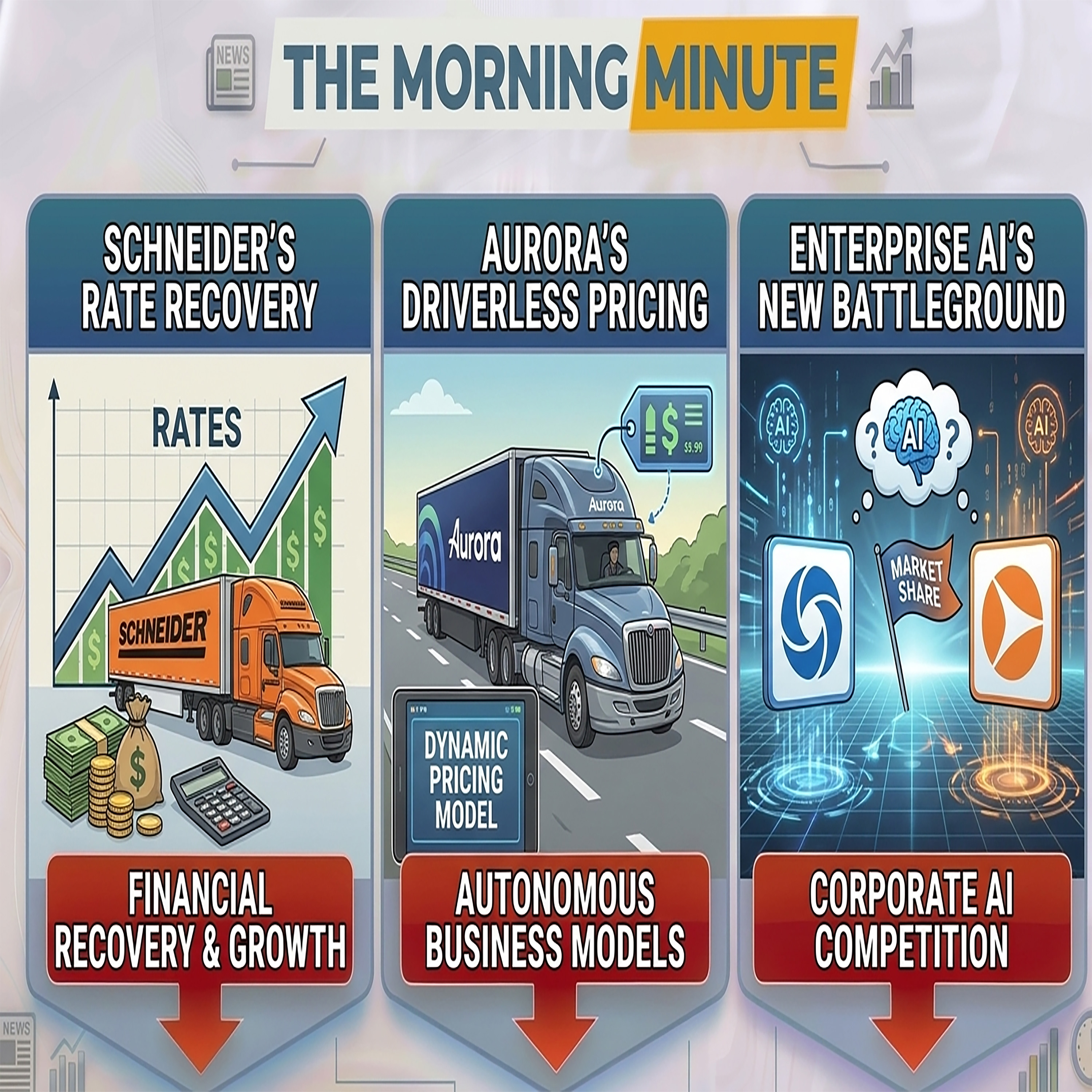 Schneider's Rate Recovery, Aurora's Driverless Pricing, & Enterprise AI's New Battleground | The Morning Minute