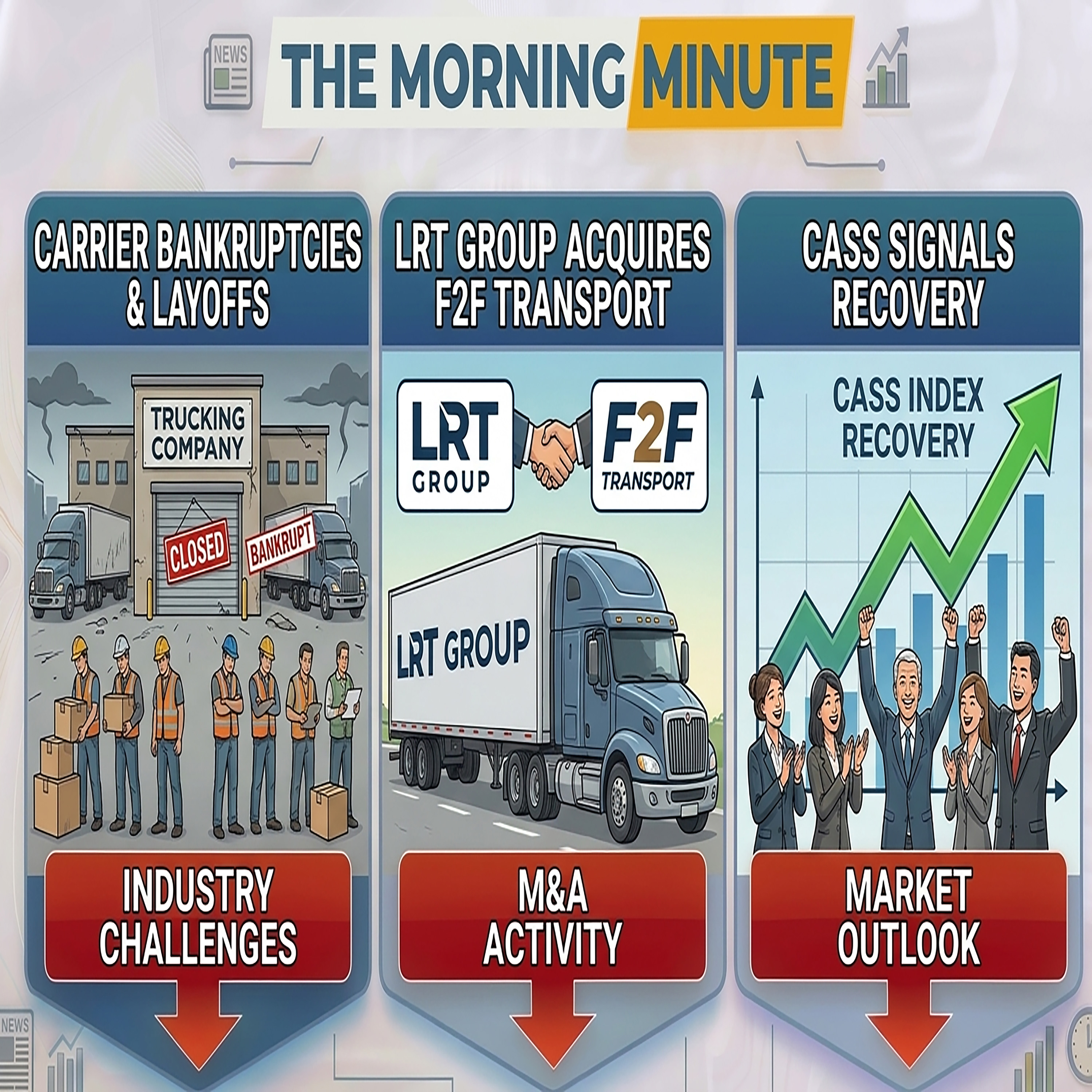 Carrier Bankruptcies & Layoffs, LRT Group Acquires F2F Transport, & Cass Signals Recovery | The Morning Minute episode artwork
