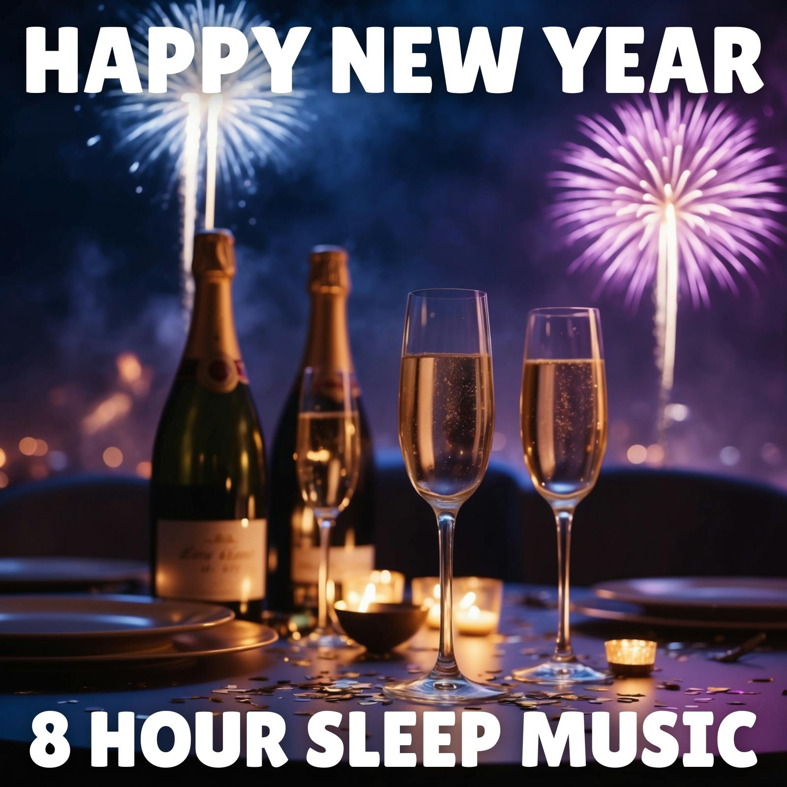 đ HAPPY NEW YEAR! | 8 Hours of Distant Fireworks with a Soft Piano Playing Auld Lang Syne for New Year's Eve đ