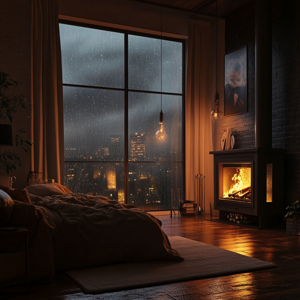 Fall Asleep Instantly with Calming Rain and Fireplace ⚡- Goodbye Stress!