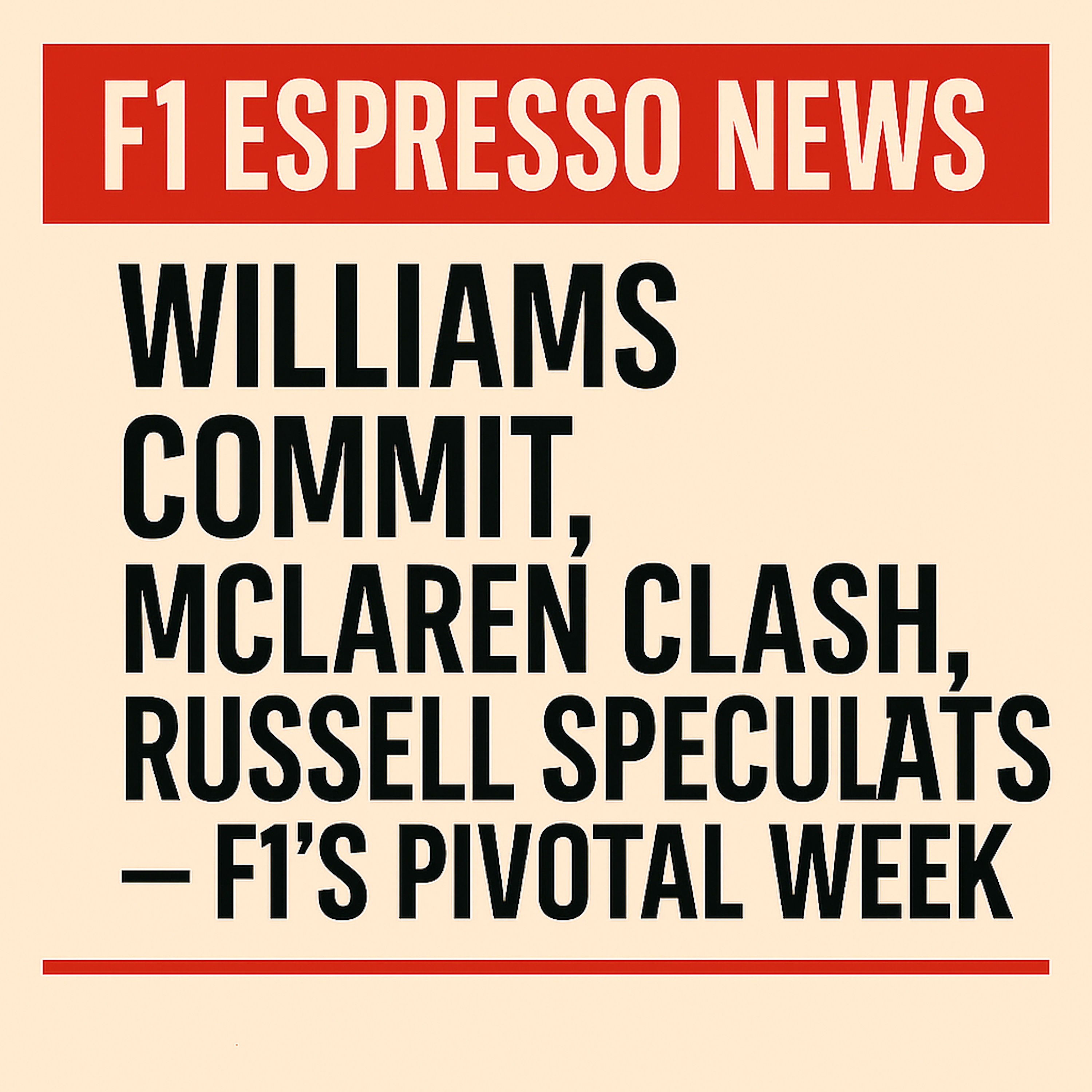 F1 Espresso News “Williams Commit, McLaren Clash, Russell Speculates — F1’s Pivotal Week”