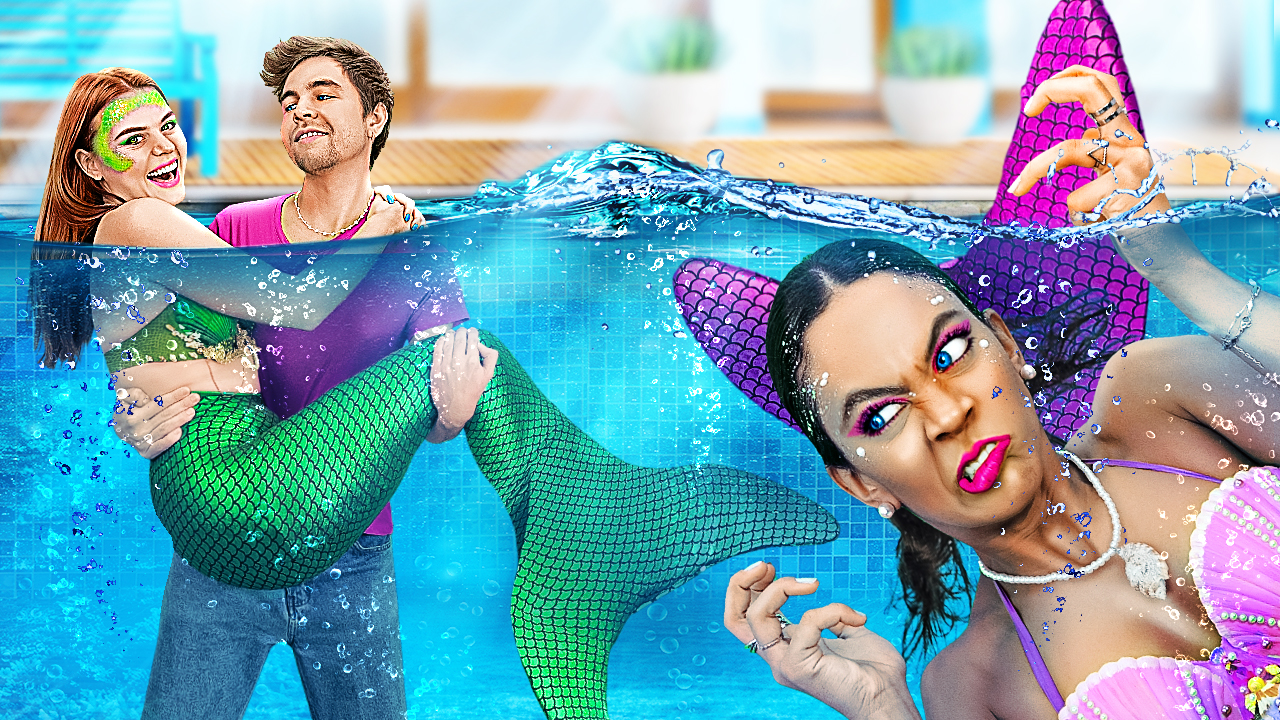 ¡LIGUE para SIRENA BUENA vs MALA! Chica ruda vs Sirena en la ESCUELA | Líos cotidianos | La La Vida