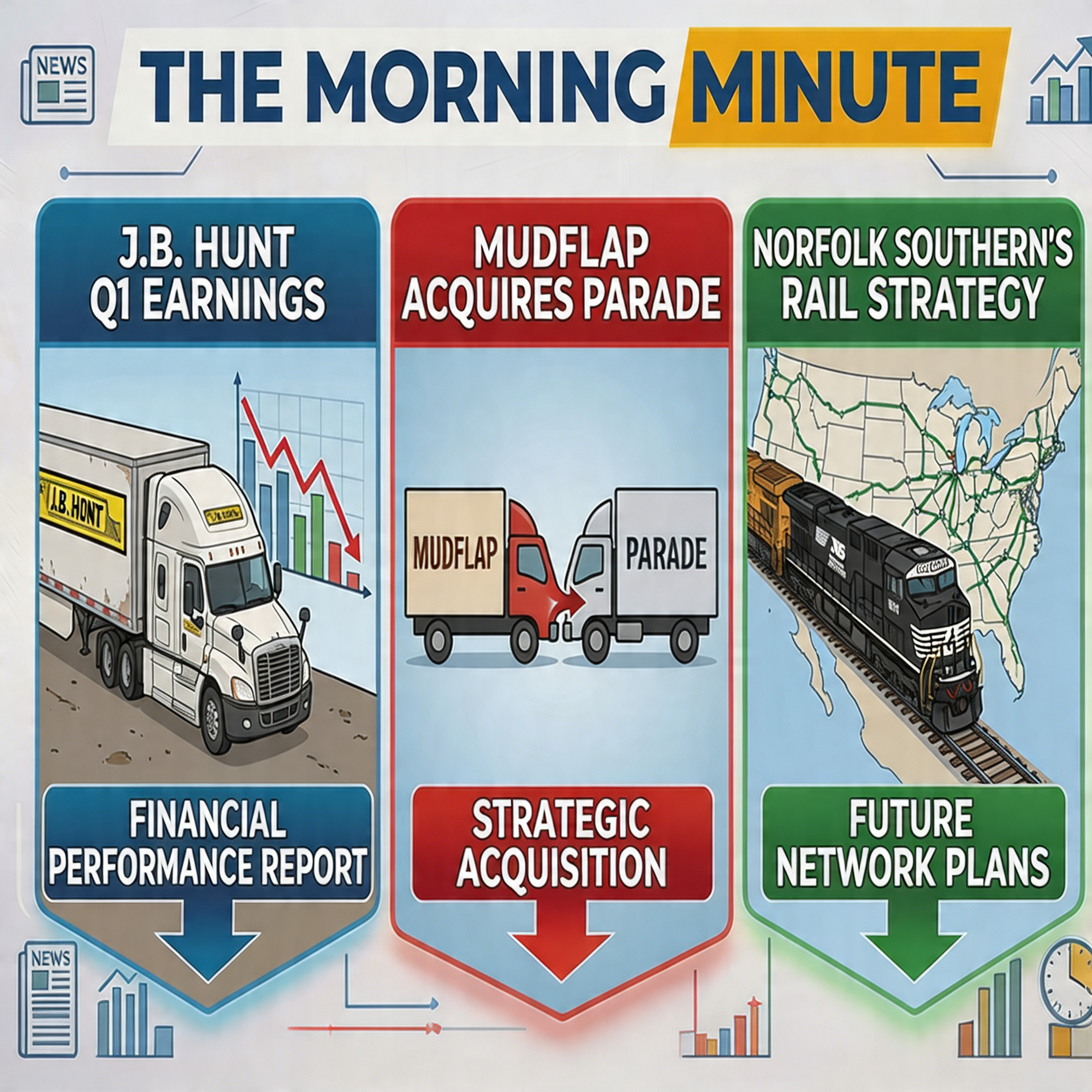J.B. Hunt Q1 Earnings, Mudflap Acquires Parade, & Norfolk Southern's Rail Strategy | The Morning Minute episode artwork