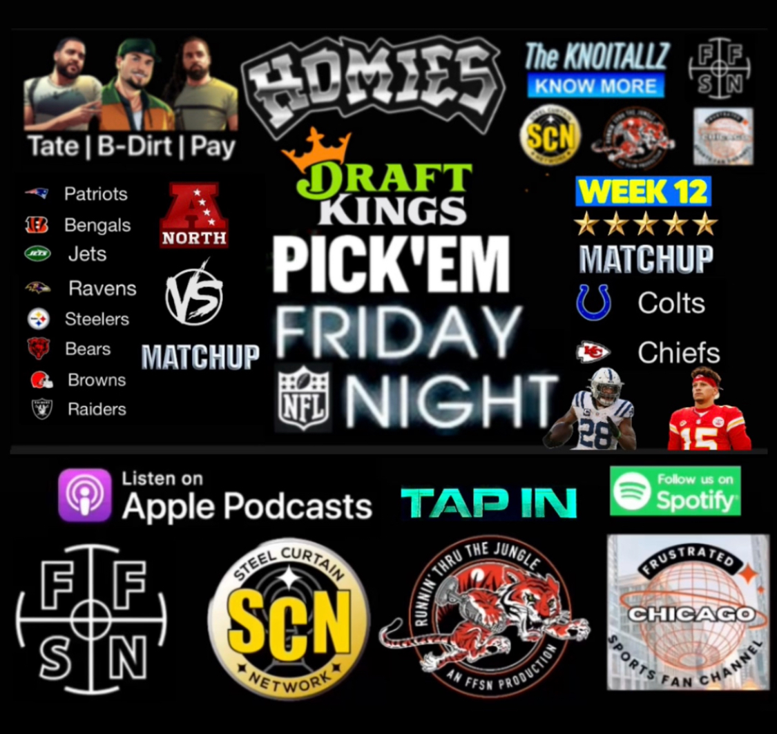 Homies: AFC NORTH Week 12 Matchup | NFL Draft Kings Spread Pick’em