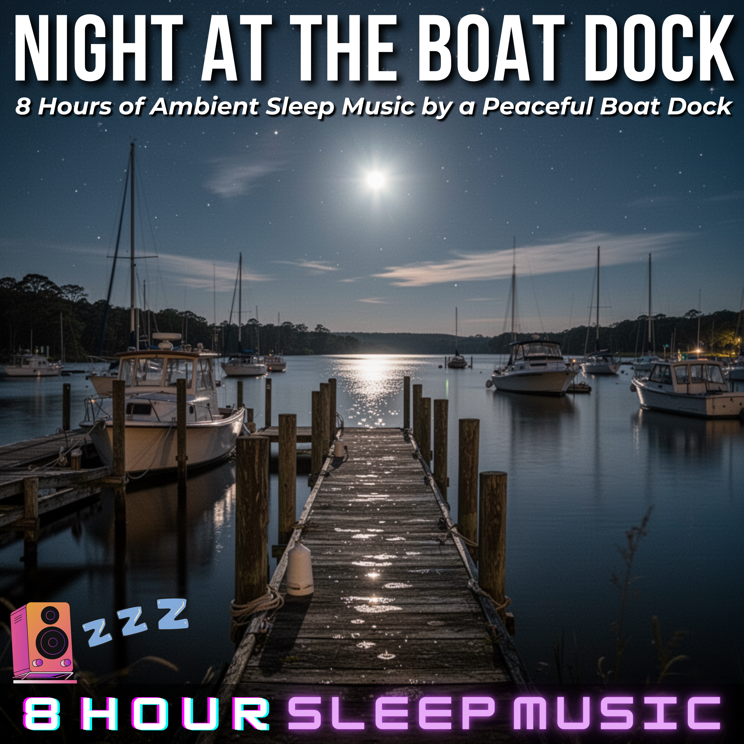⛵ Night at the Boat Dock | 8 Hours of Ambient Sleep Music by a Peaceful Dock at Night | Fall Asleep by the Water 💤