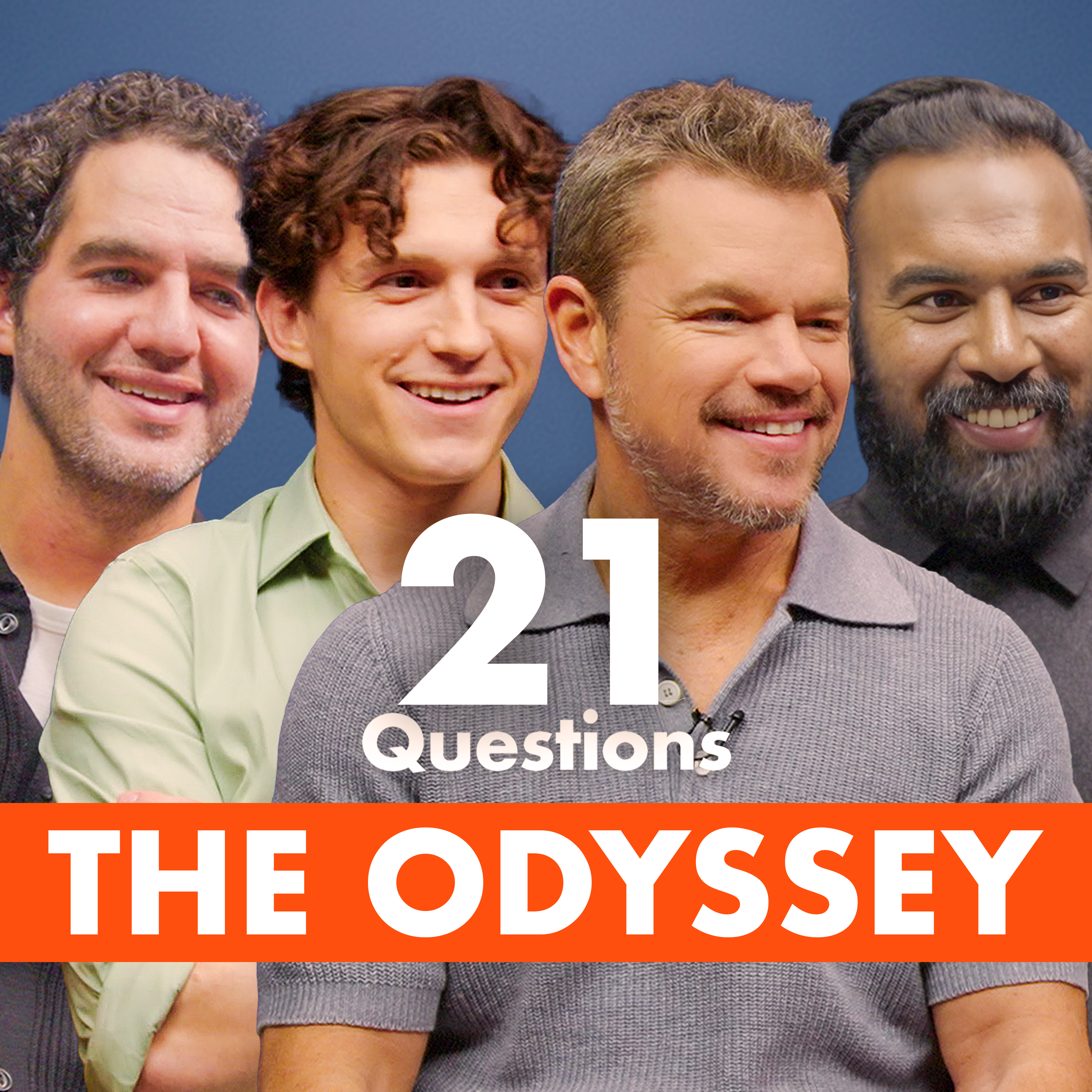 I asked The Cast of The Odyssey 100 Questions | Tom Holland, Matt Damon, Benny Safdie & Himesh Patel