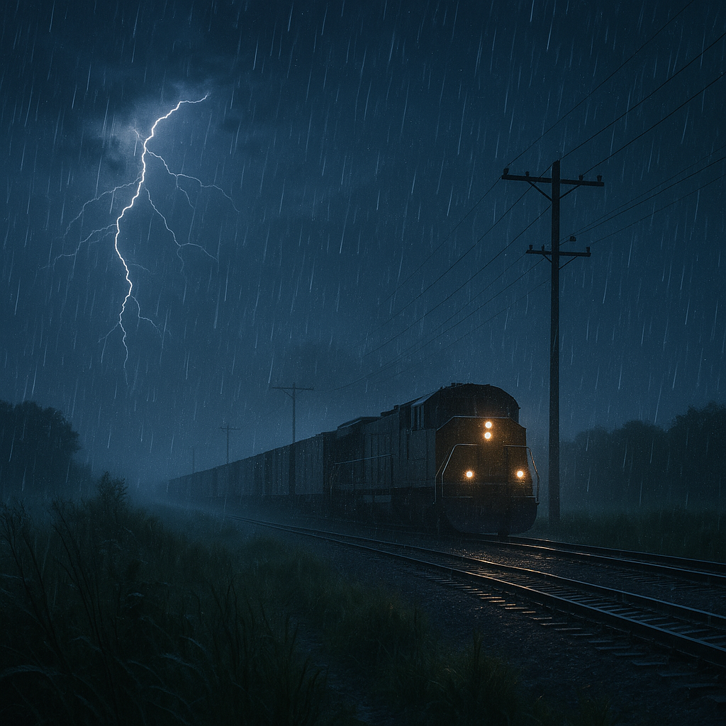 Relaxing Rain & Thunder with Distant Train Sounds for Sleep