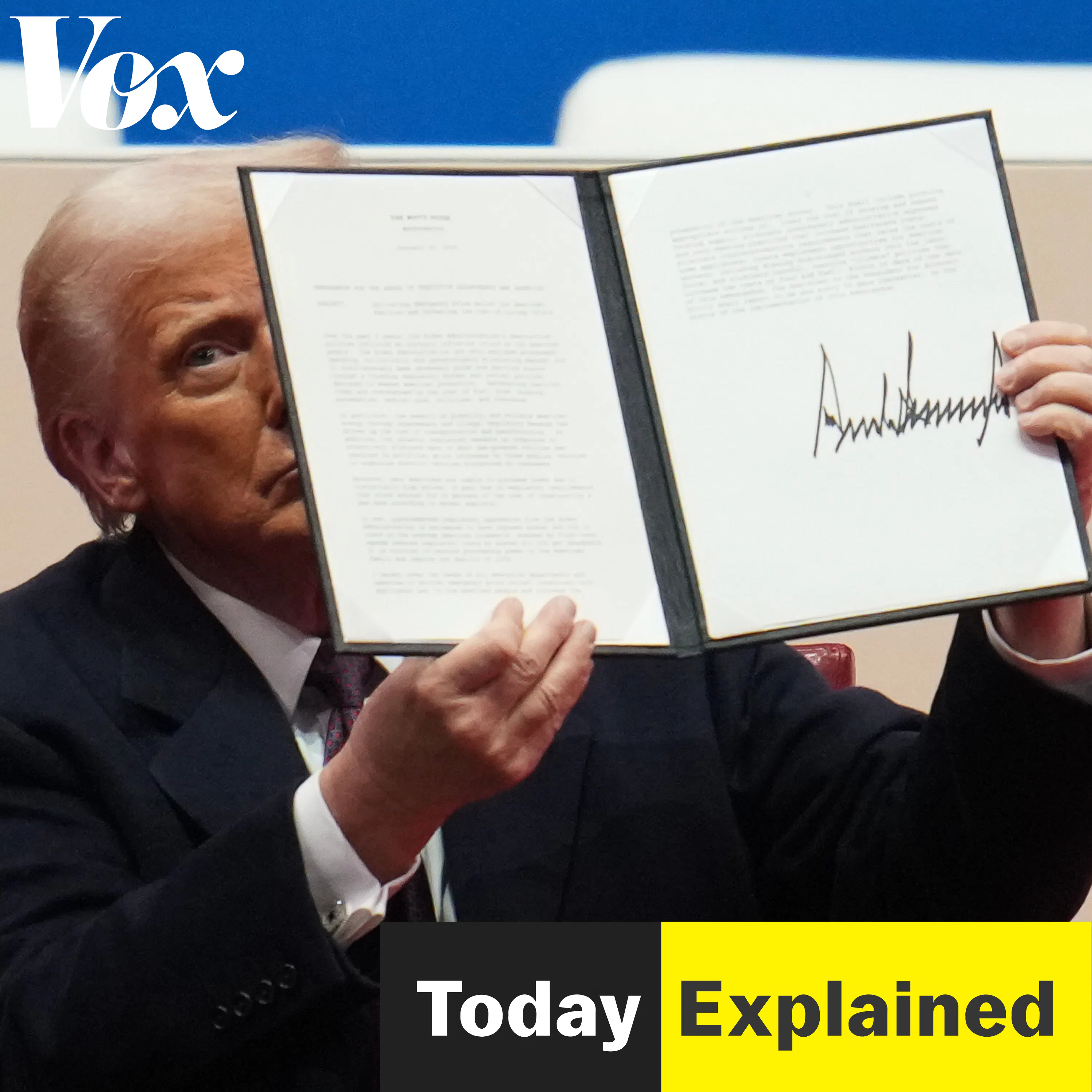 Cover art for the episode "Back in (executive) action" from Today, Explained