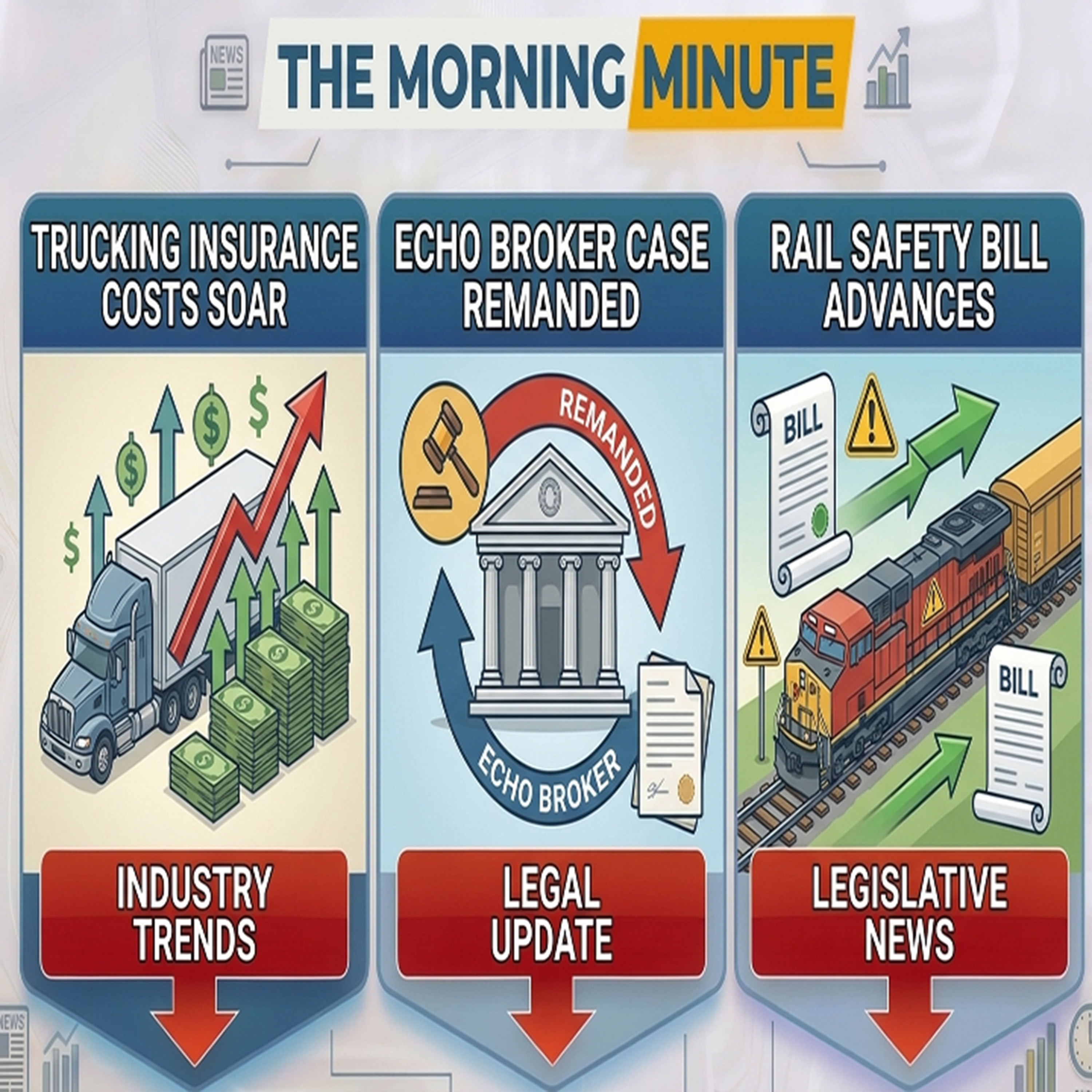 Trucking Insurance Costs Soar, Echo Broker Case Remanded, & Rail Safety Bill Advances | The Morning Minute