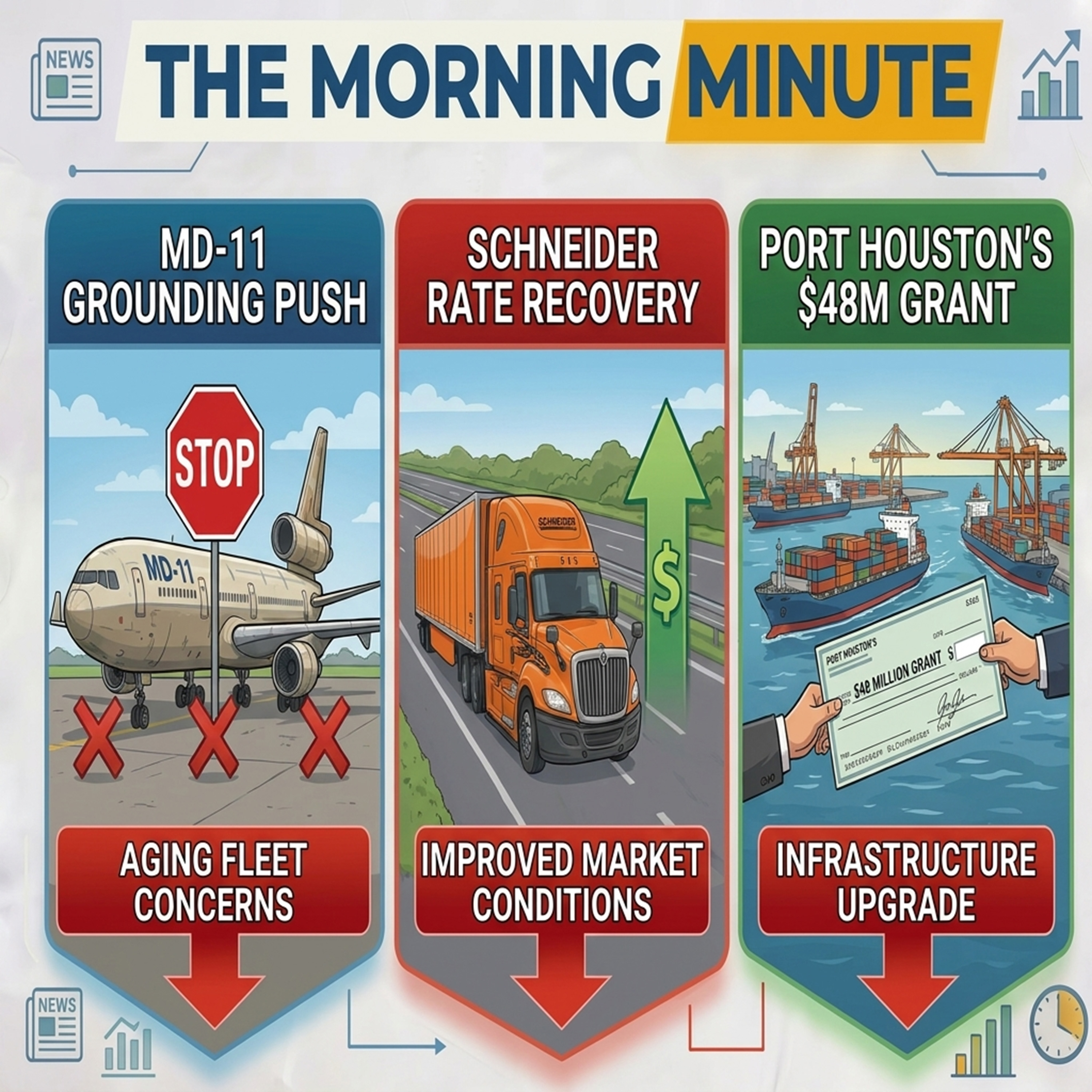 MD-11 Grounding Push, Schneider Rate Recovery, & Port Houston's $48M Grant | The Morning Minute