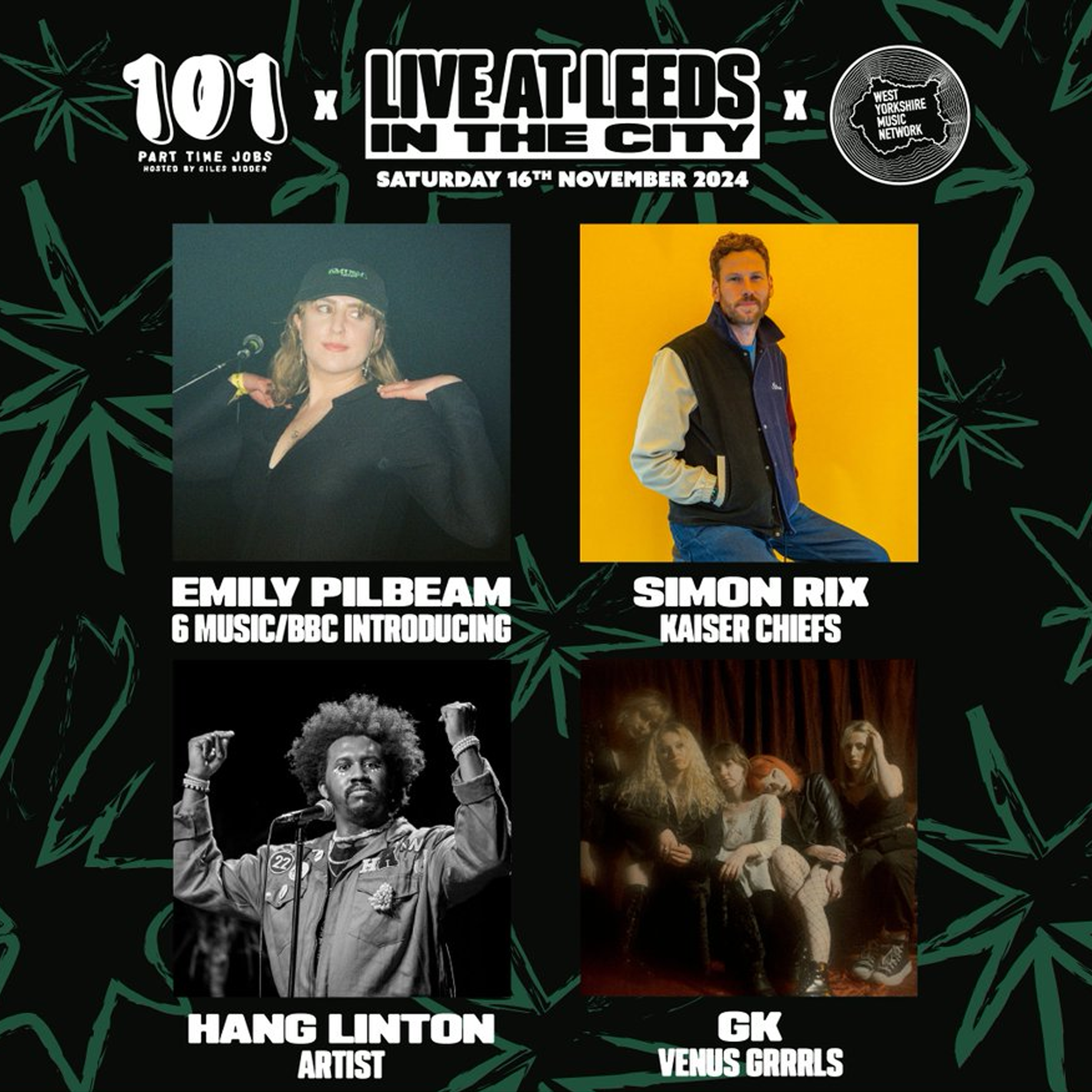 Live At Leeds: Simon Rix (Kaiser Chiefs), Emily Pilbeam (BBC 6 Music), GK (Venus Grrrls) & Hang Linton