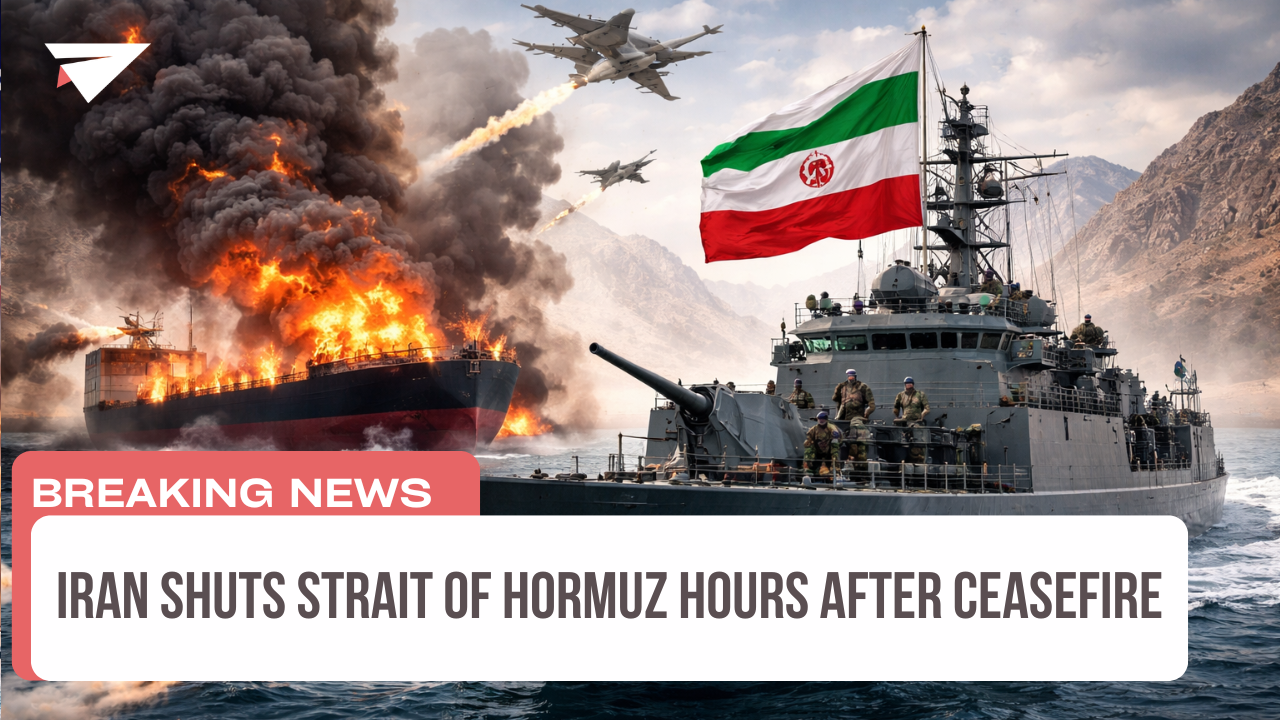 Iran Shuts Strait of Hormuz Hours After Ceasefire, Breaking News