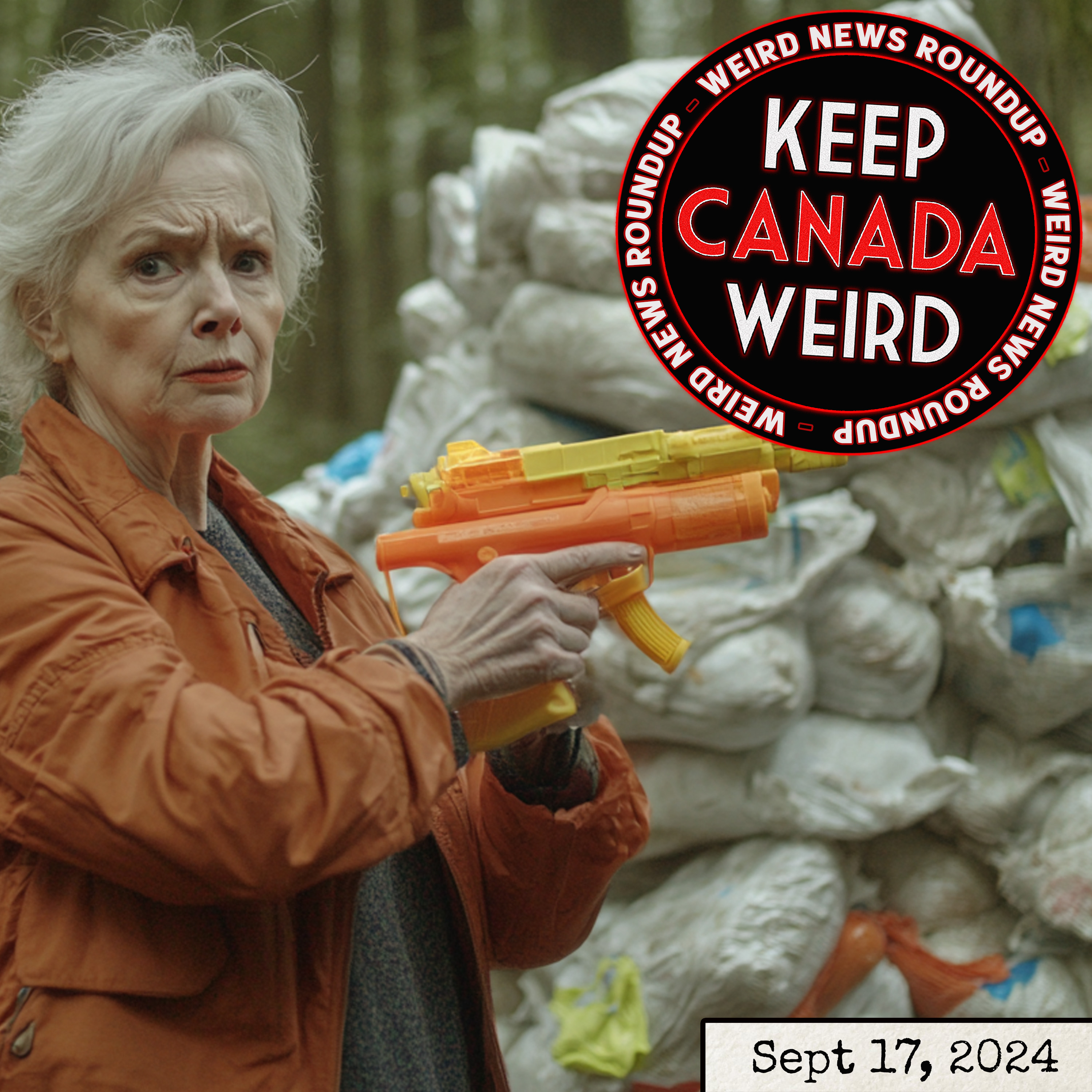 131 - Sept 17 2024 - watergun assault, bee sting assault, Tim Hortons assault, and 1000 pounds of diapers episode artwork