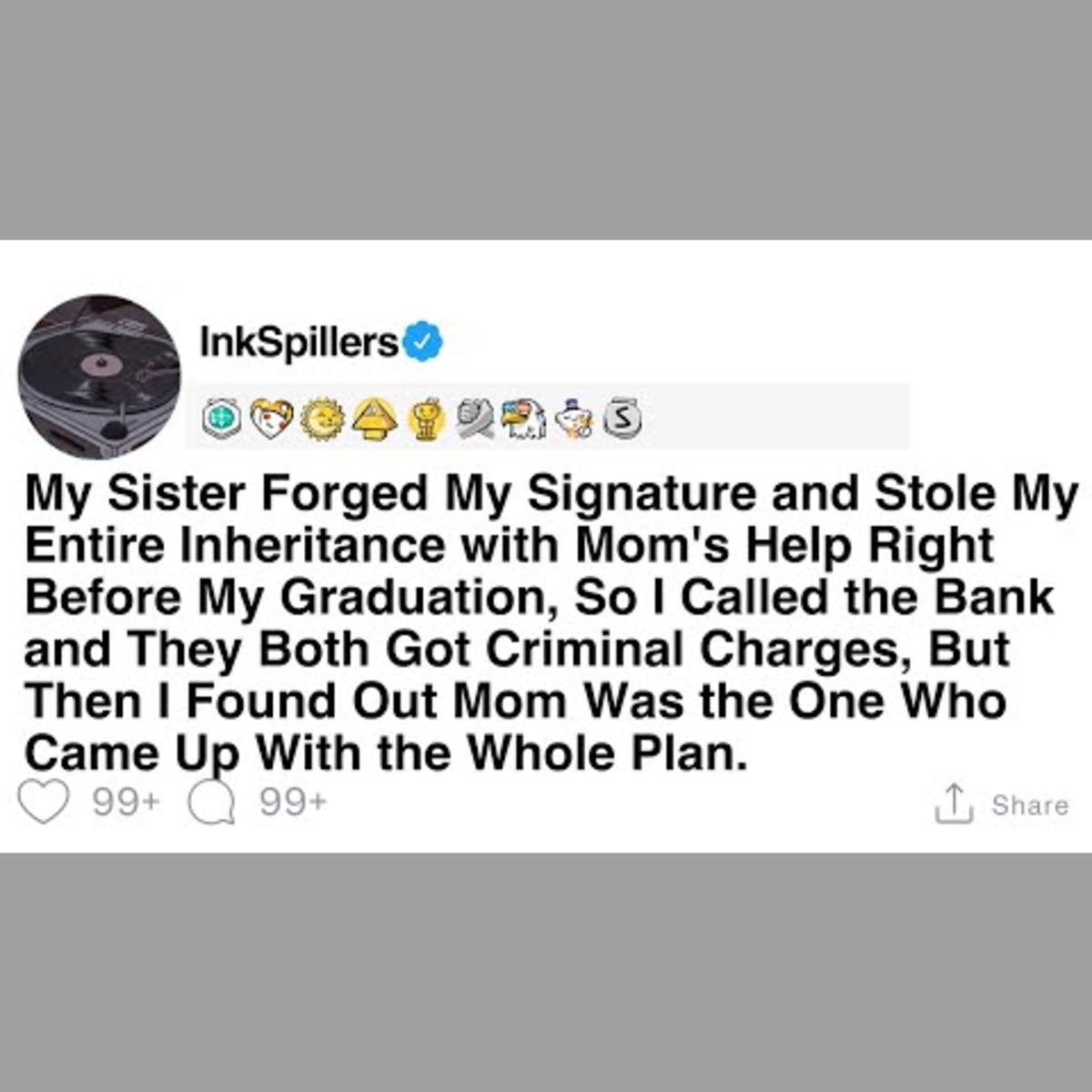 Sister's Signature Forgery and Inheritance Theft with Mom's Help
