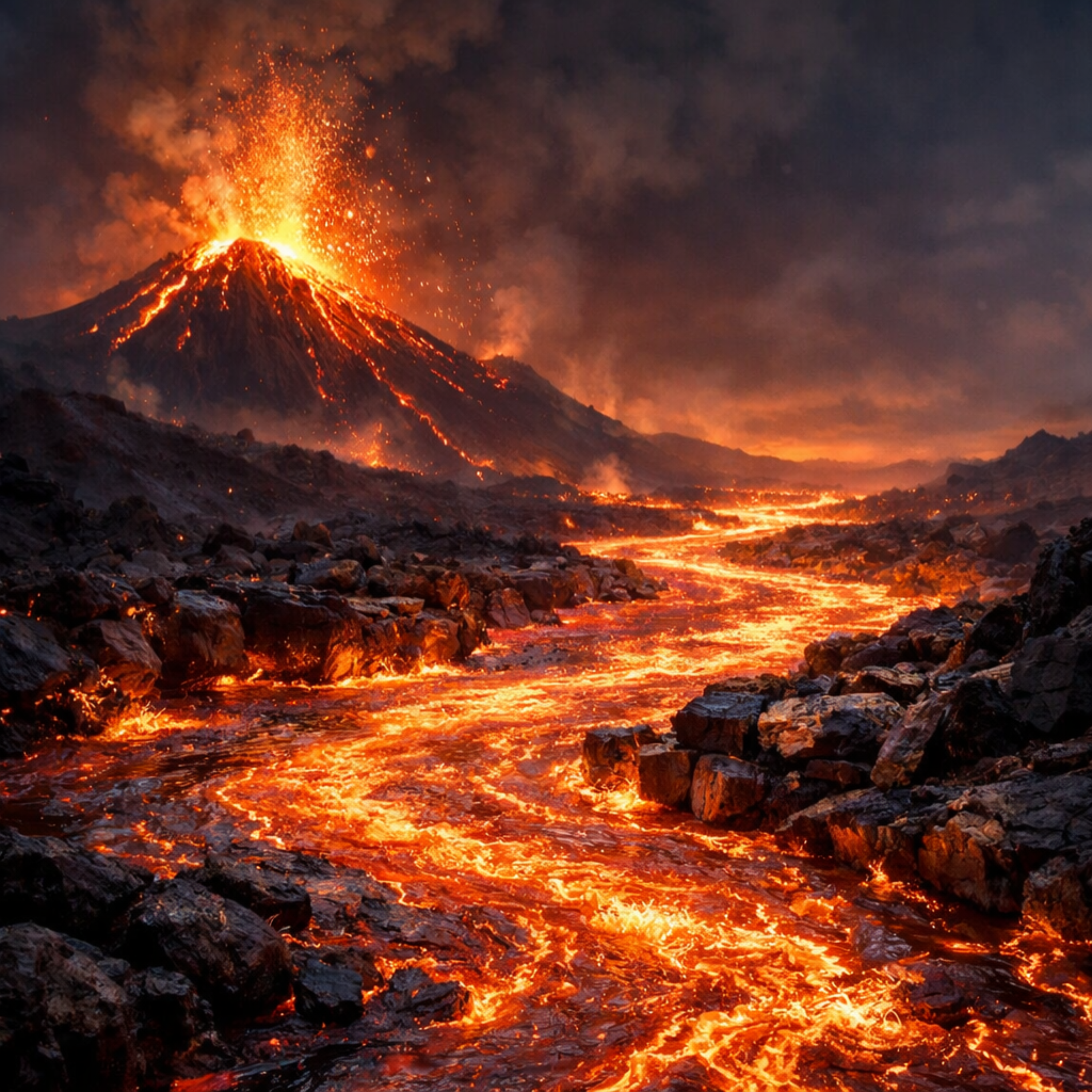 8 Hours Lava Flow 🌋  Natural Sounds | for Sleep & Stress Relief, Lava River