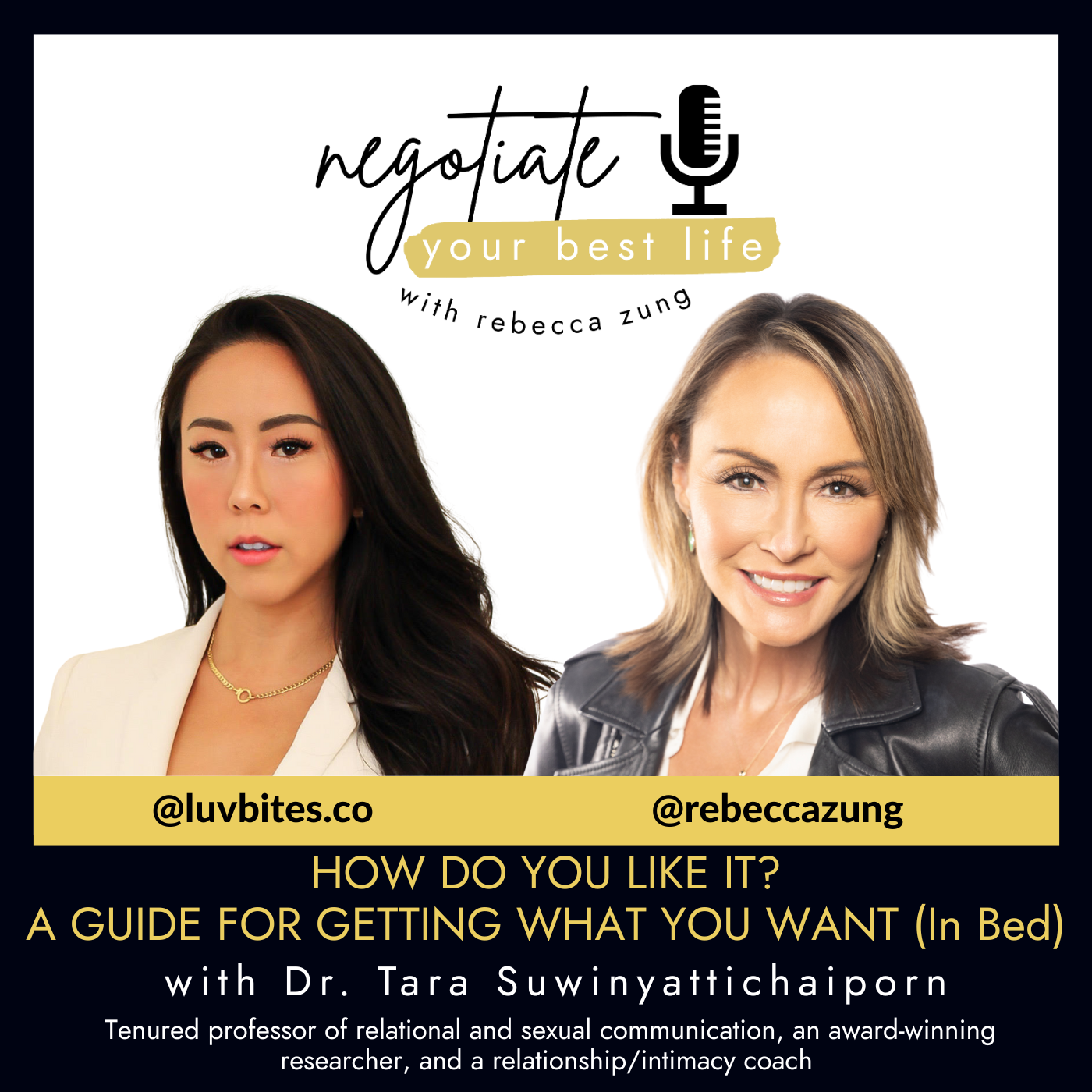 How Do You Like It? A Guide For Getting What You Want (In Bed) with Guest Dr. Tara Suwinyattichaiporn and Rebecca Zung on Negotiate Your Best Life #777