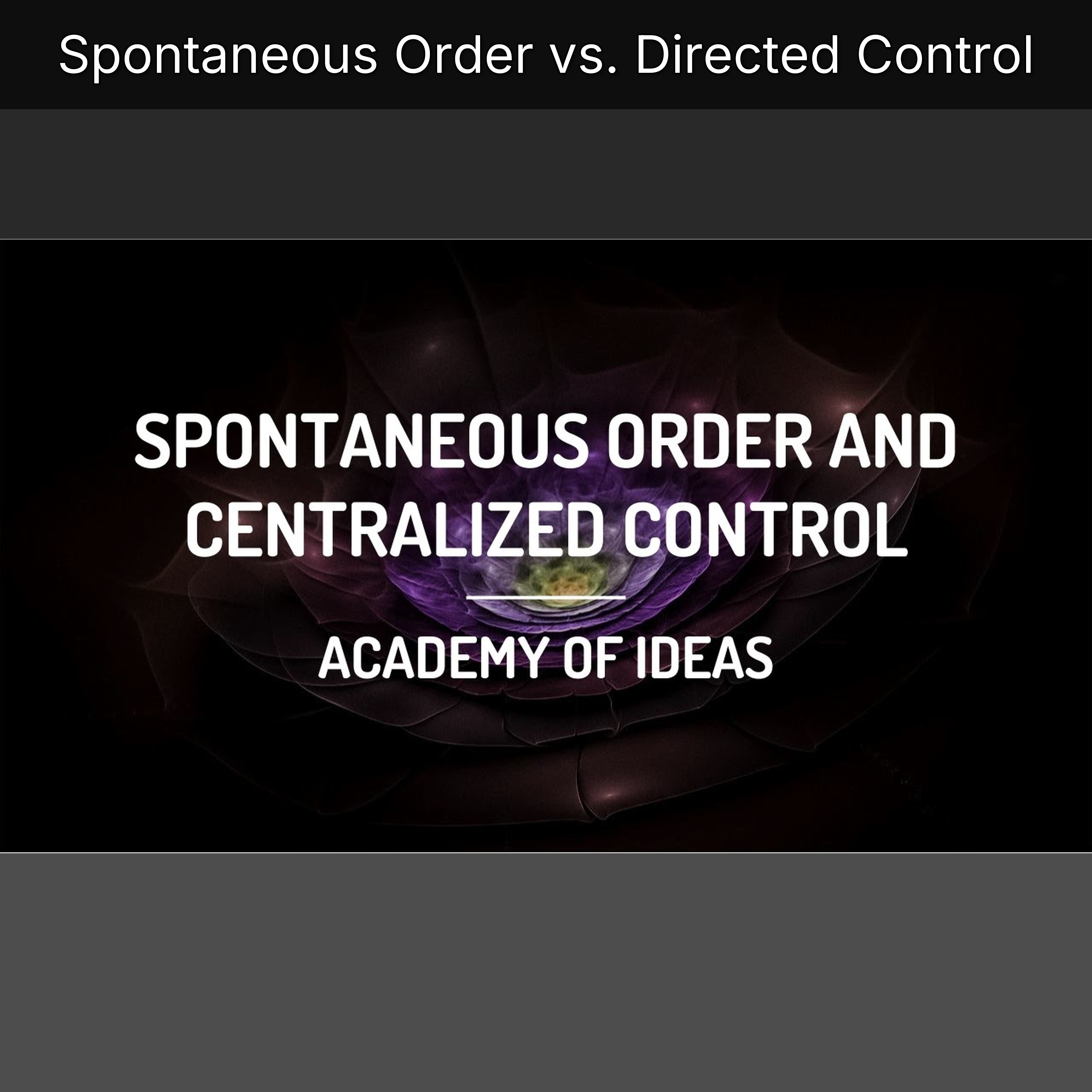Spontaneous Order vs. Directed Control episode artwork