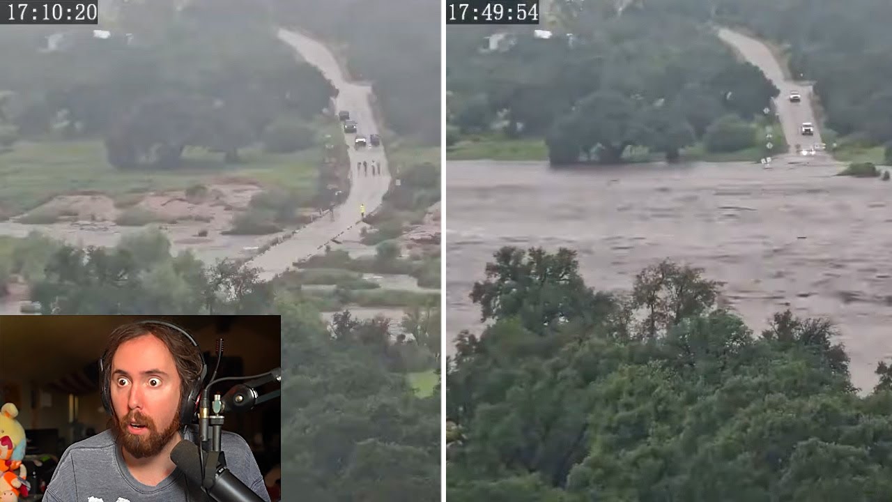 Texas flood timelapse is insane | Asmongold TV