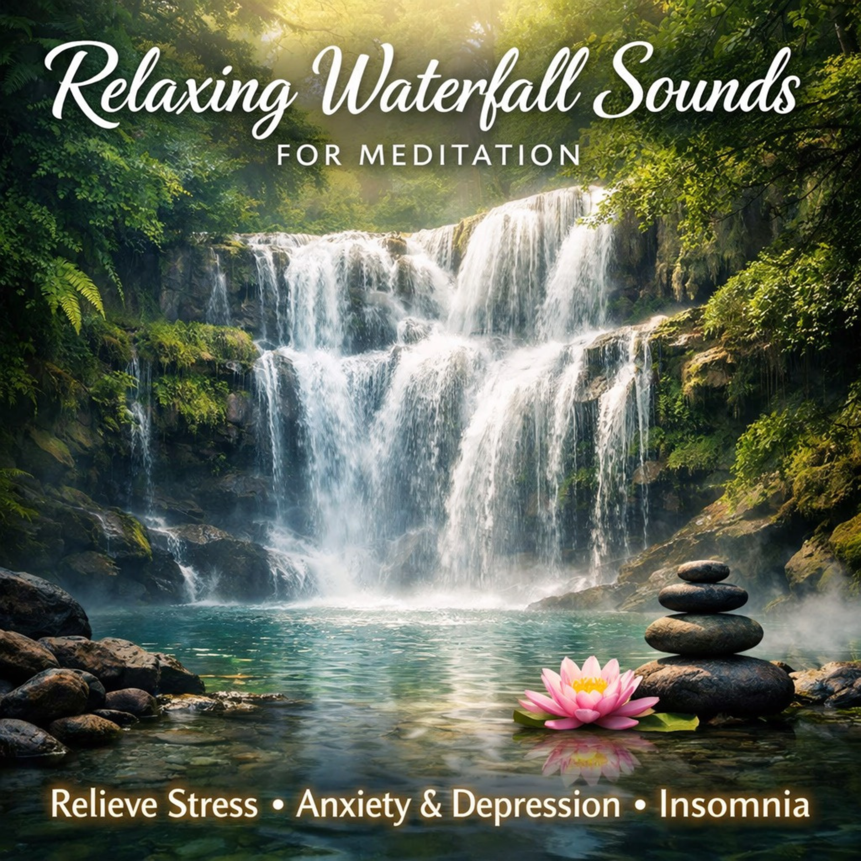 Relaxing Waterfall Sounds for Meditation to Ease Anxiety & Insomnia