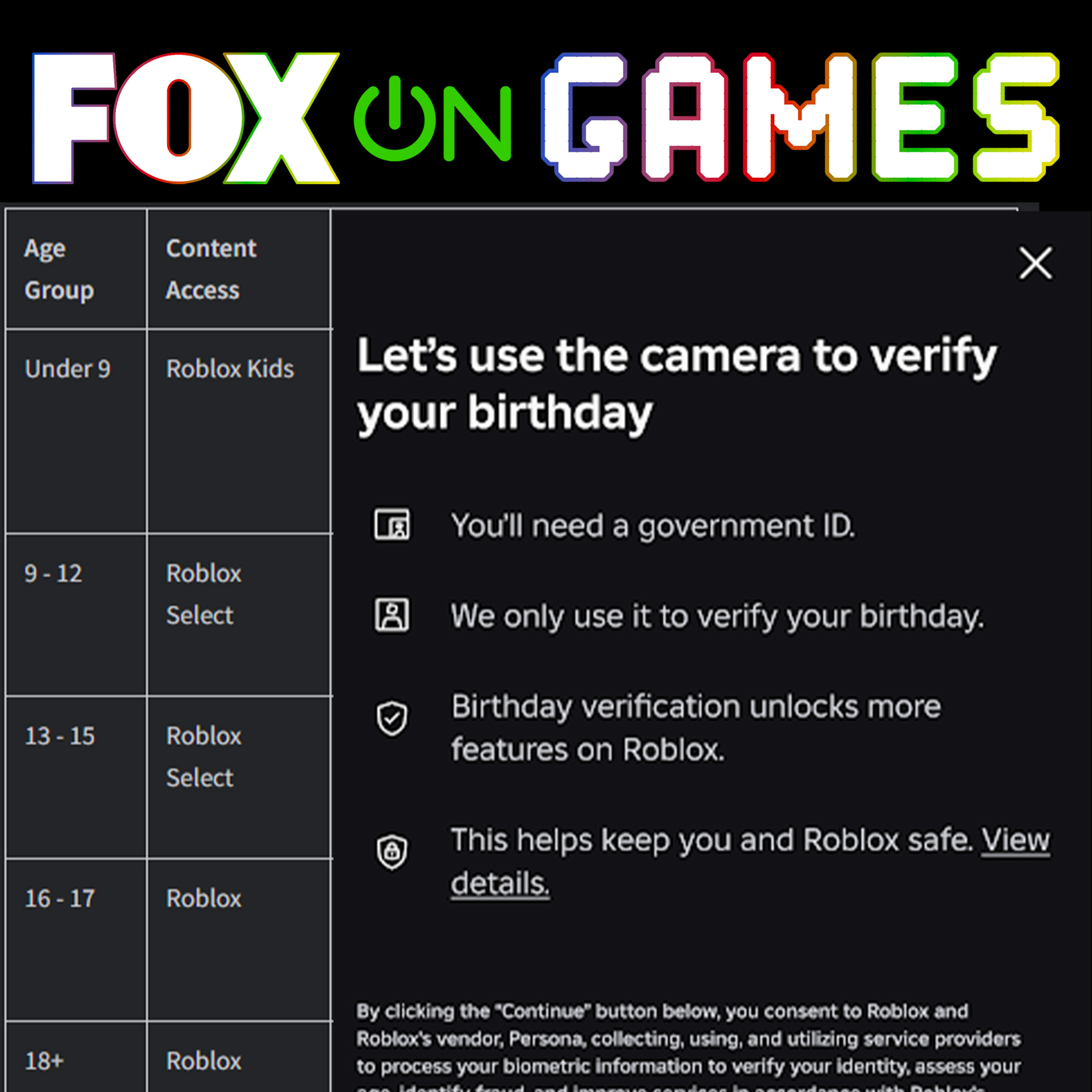 Roblox Age Verification & Safety Protocols | FOX on Games - Video Game News & Industry Analysis