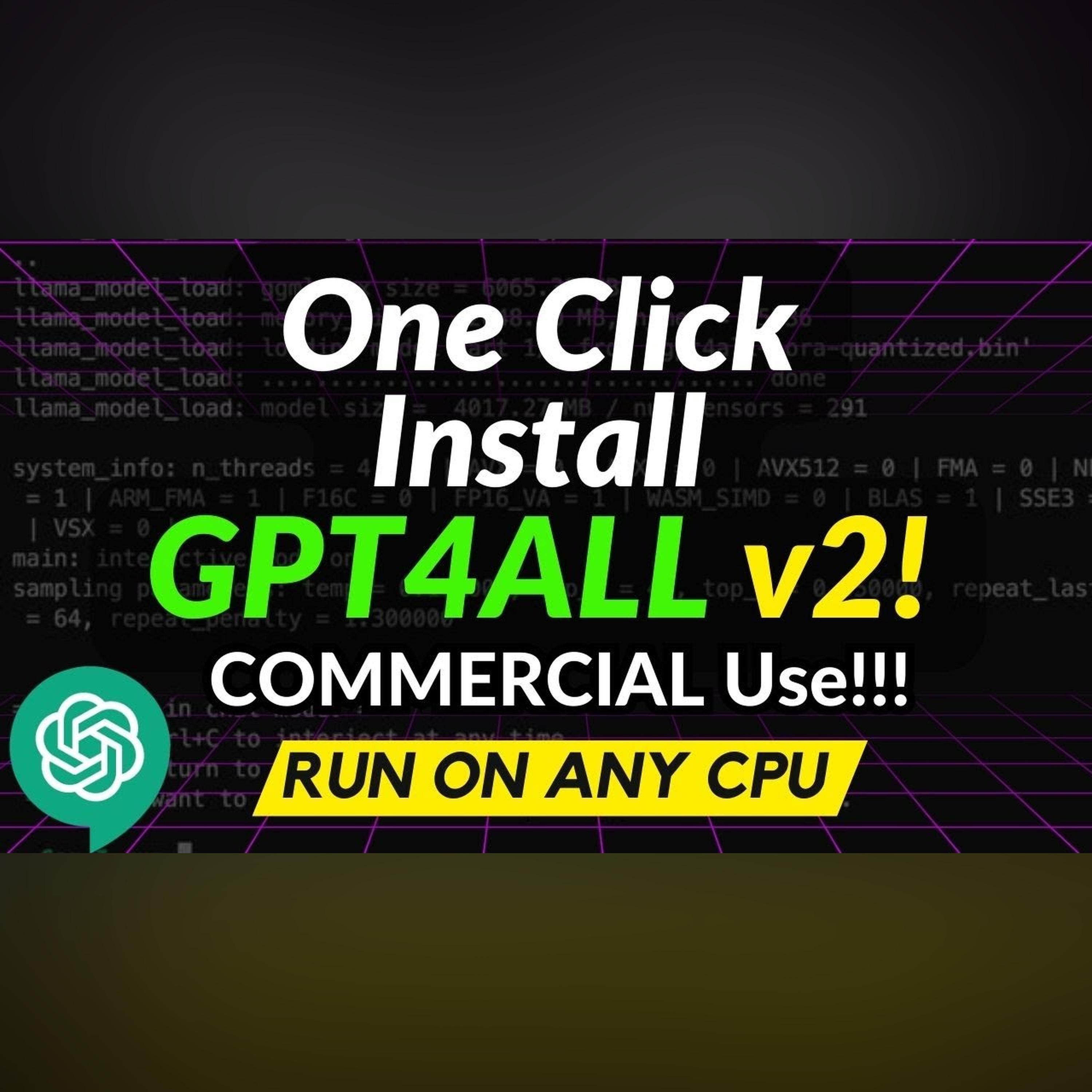 HUGE GPT4ALL Upgrade, CPU, Commercial License, 1-Click Install, New UI, New Base Model
