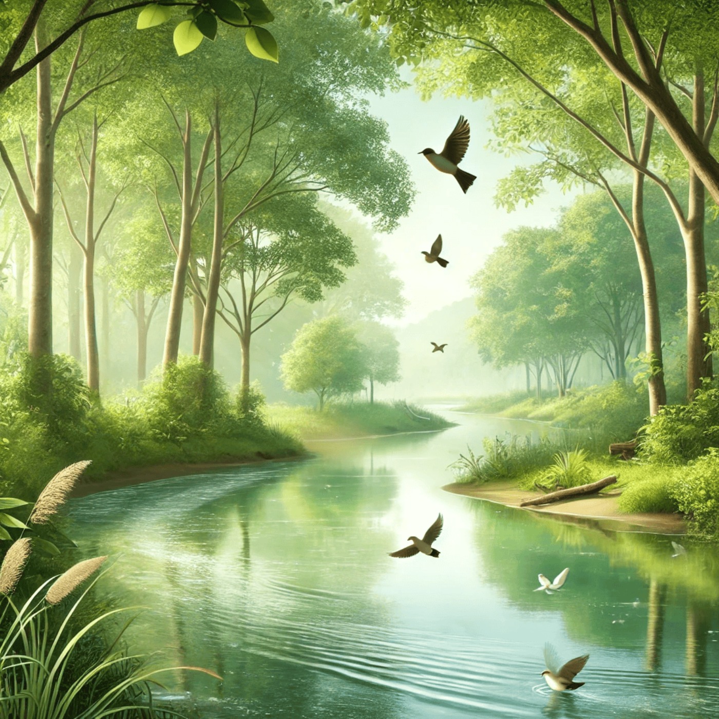 Escucha un RÍO suave con cantos relajantes de pájaros episode artwork