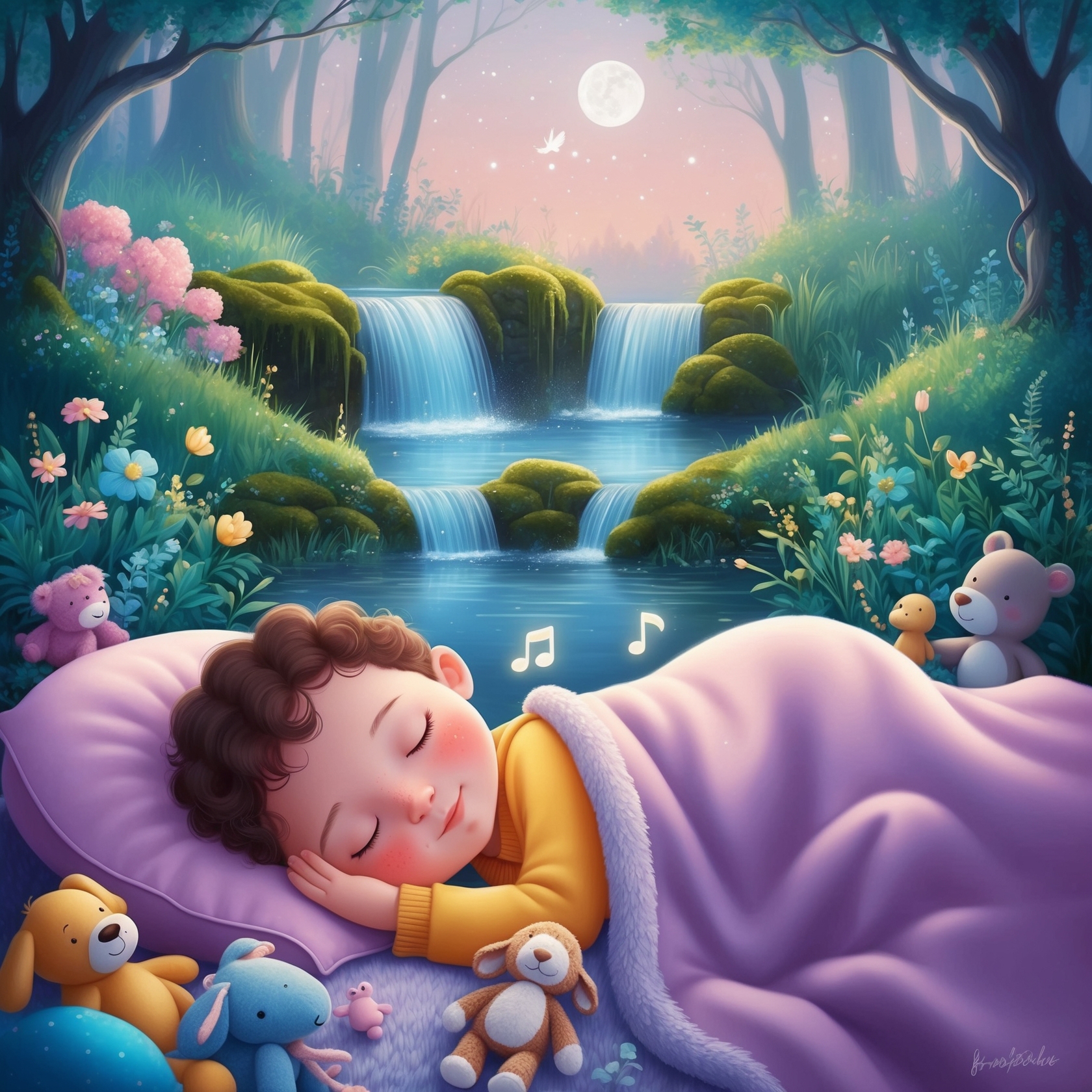 Lullabies With Waterfalls Sounds to Help Children Sleep
