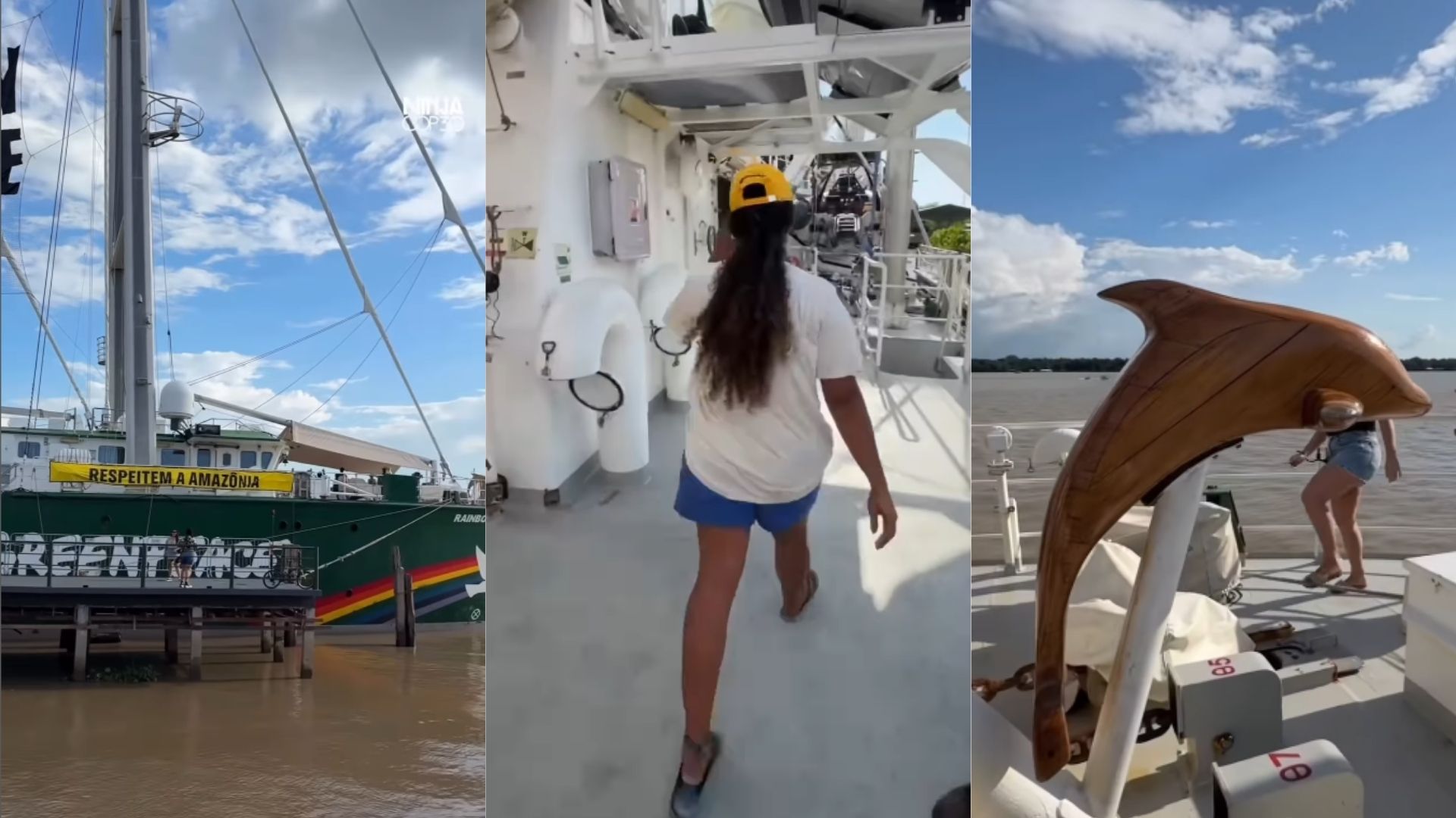 Navio do Greenpeace, Rainbow Warrior III chega a Belém para COP30 e recebe visitação do público