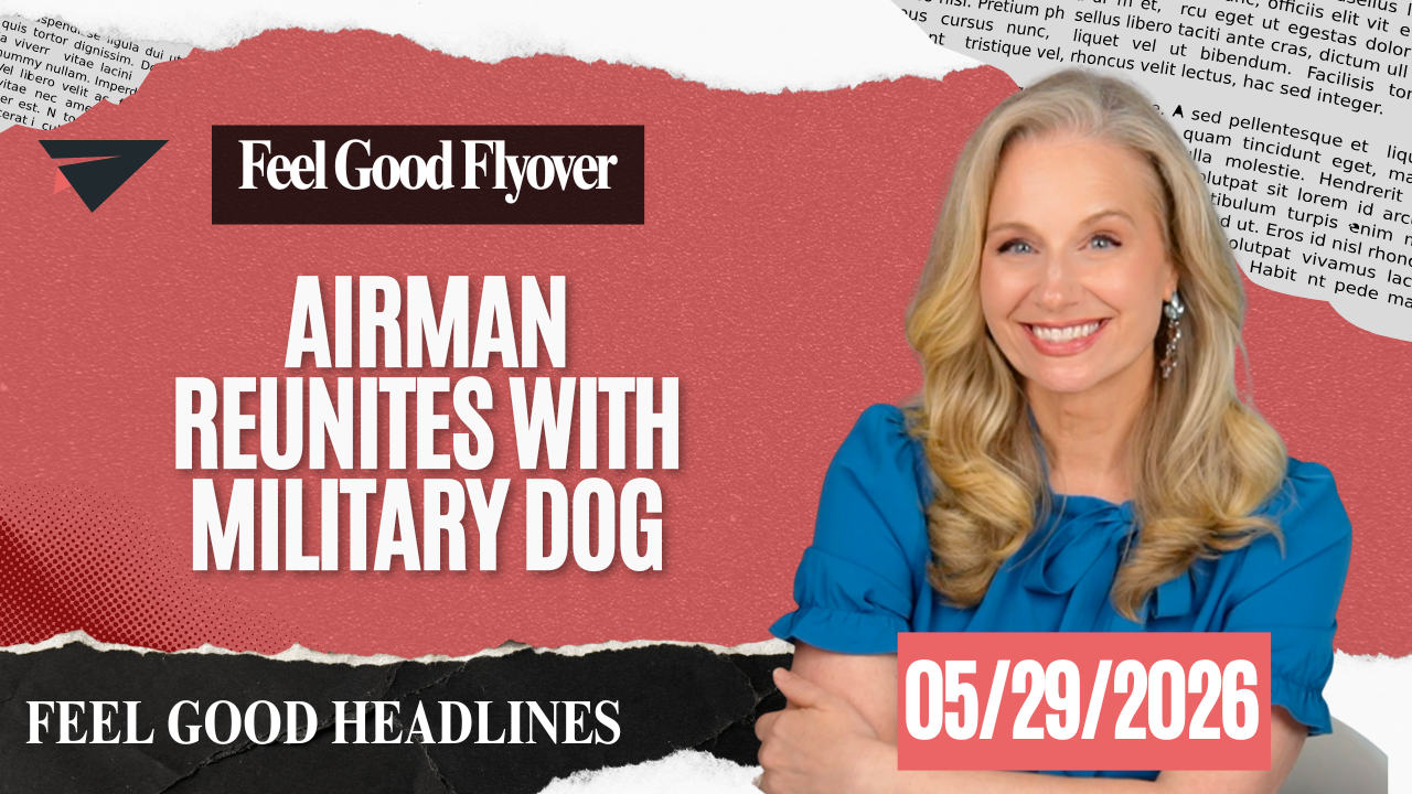FEEL GOOD FLYOVER - Airman Reunites with Military Dog