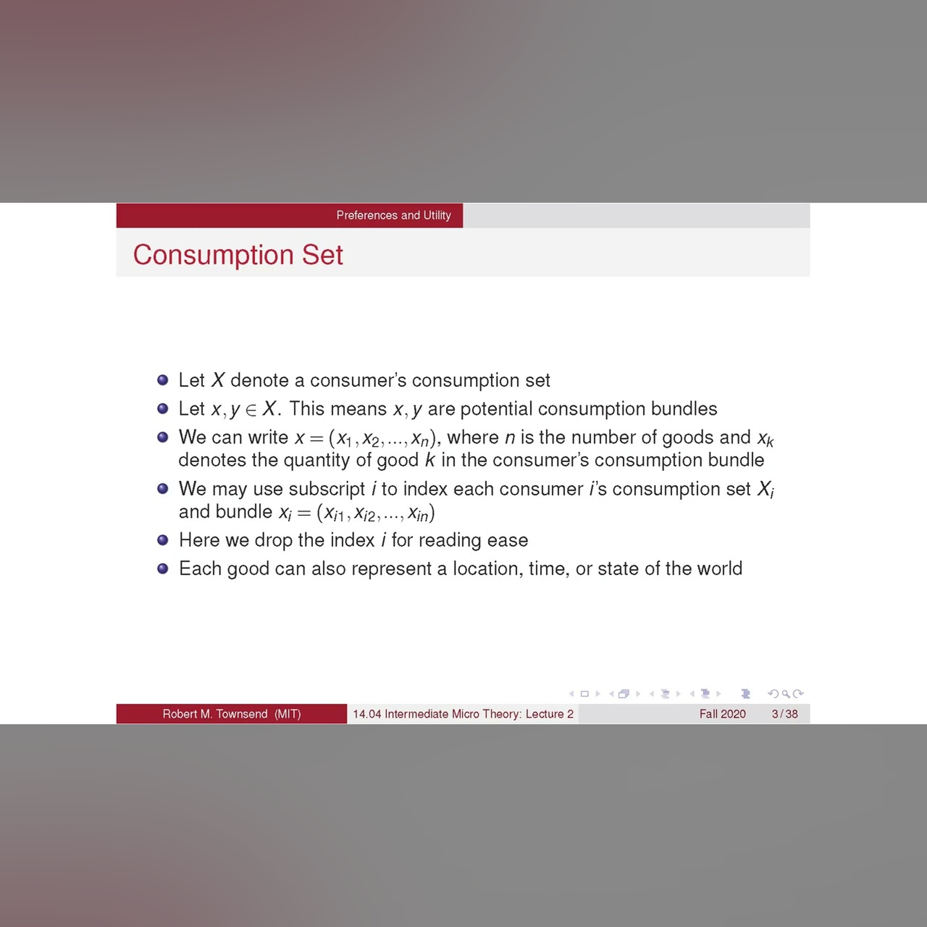 Lecture 2: Consumer Choice
