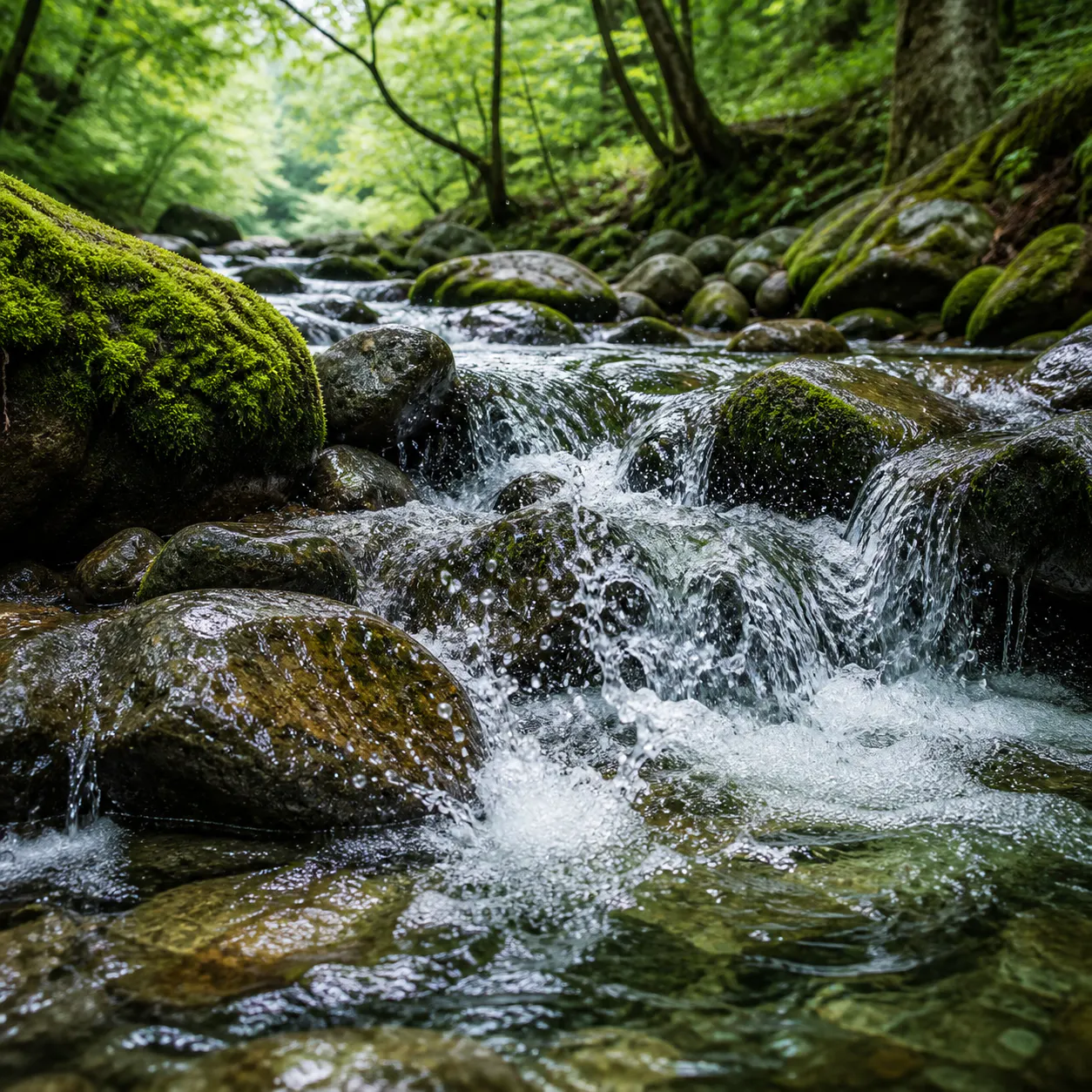 💦 ARROYO BURBUJEANTE y SALPICADURAS rápidas sobre PIEDRAS — 1 H de agua viva para meditar y leer