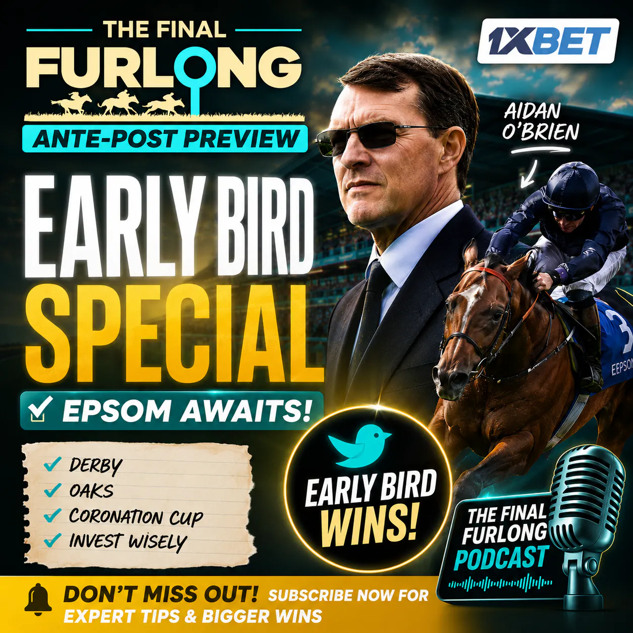 Derby, Oaks & Coronation Cup Betting Guide: 25/1 and 16/1 Ante Post Bets | Epsom Early Bird Special! episode artwork