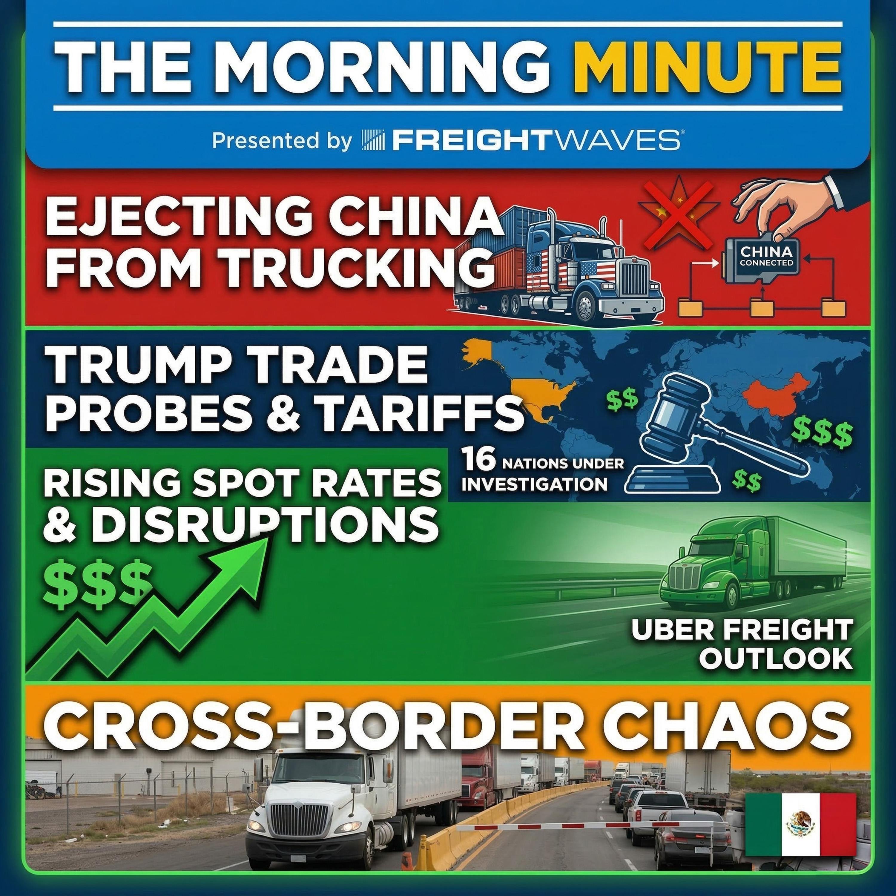 Ejecting China From American Trucking, Trump's Trade Probes, and Rising Spot Rates | The Morning Minute episode artwork