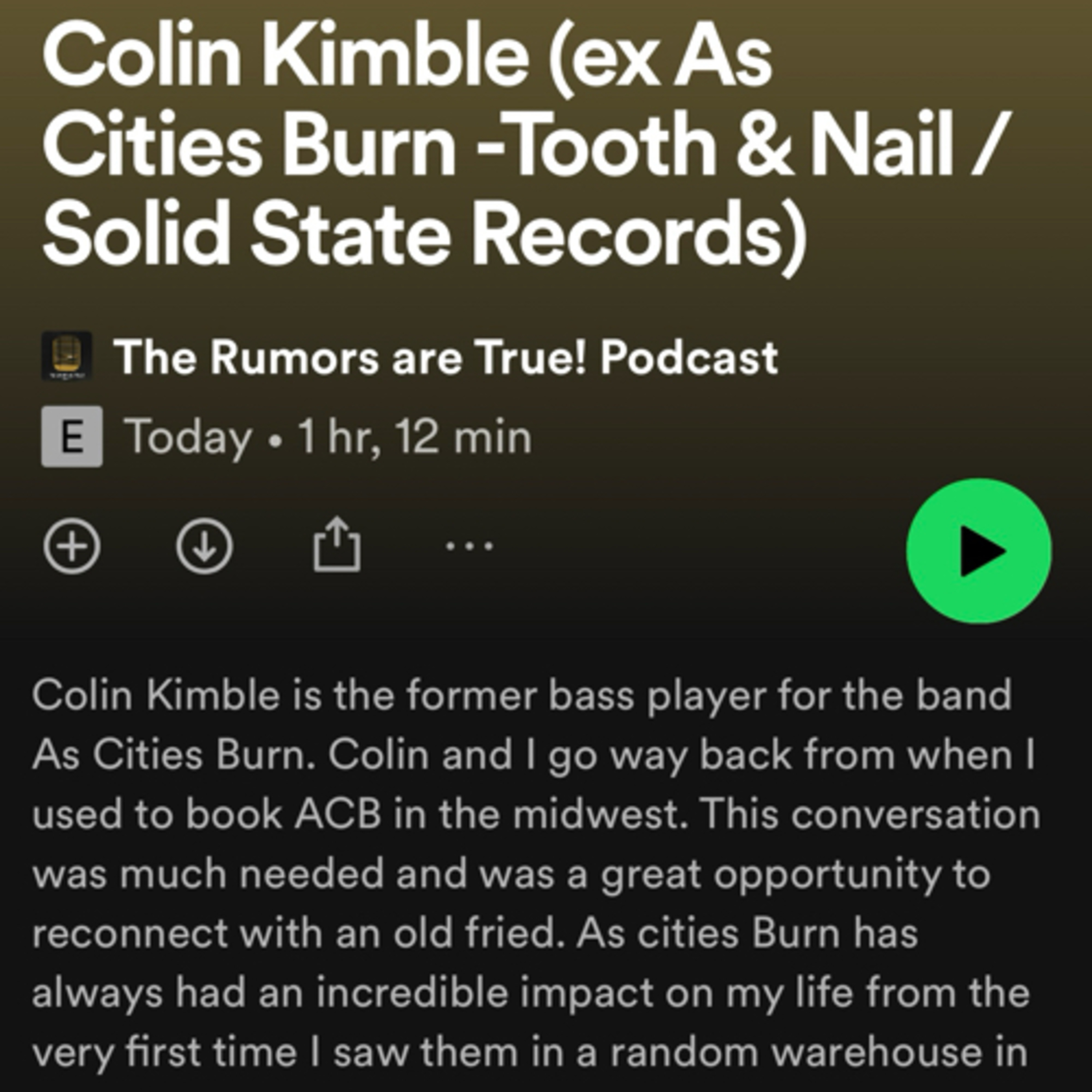 Colin Kimble (ex As Cities Burn - Tooth & Nail / Solid State Records) episode artwork