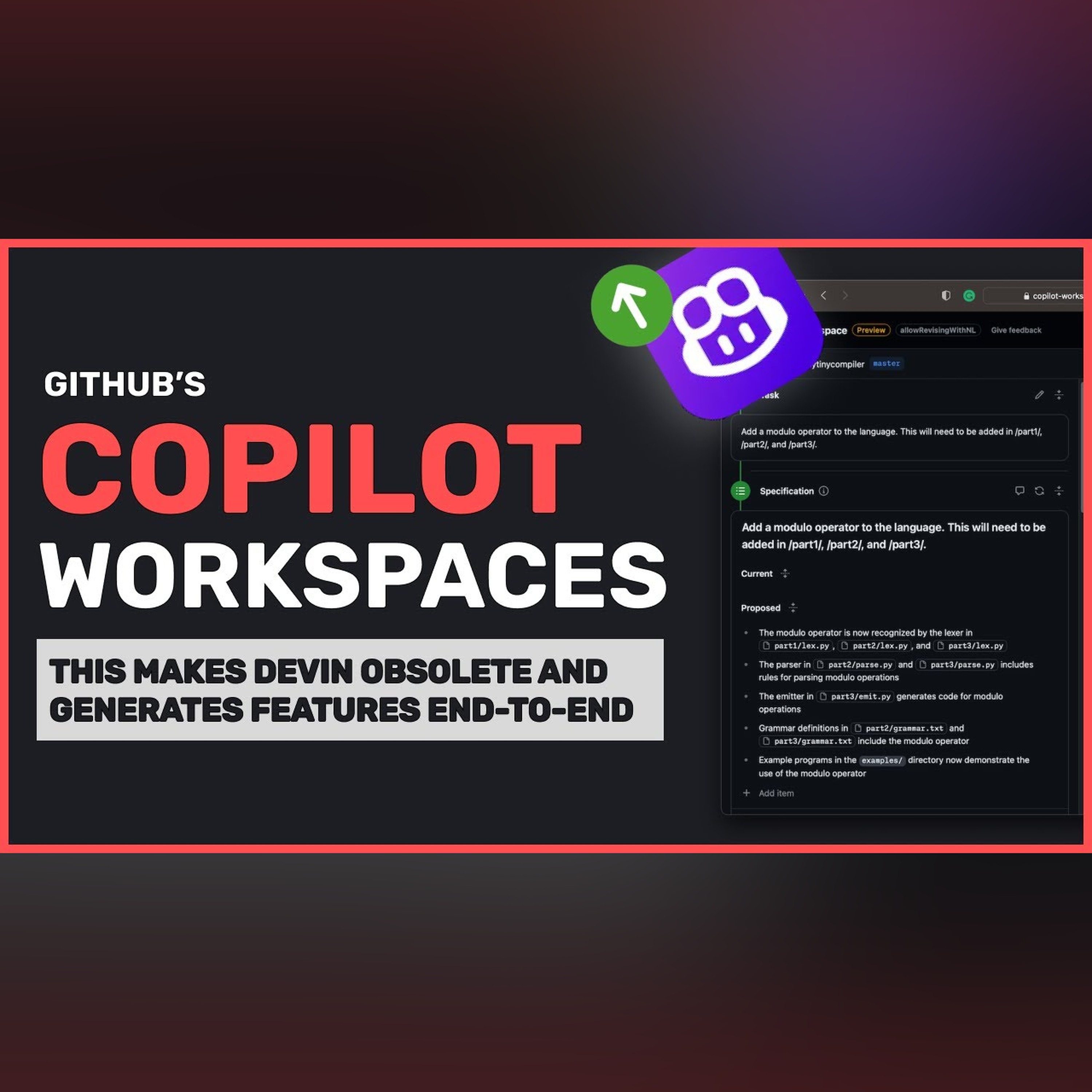 Github Copilot Workspaces: Better than DEVIN! Create Features and Fix issues instantly with Copilot! episode artwork
