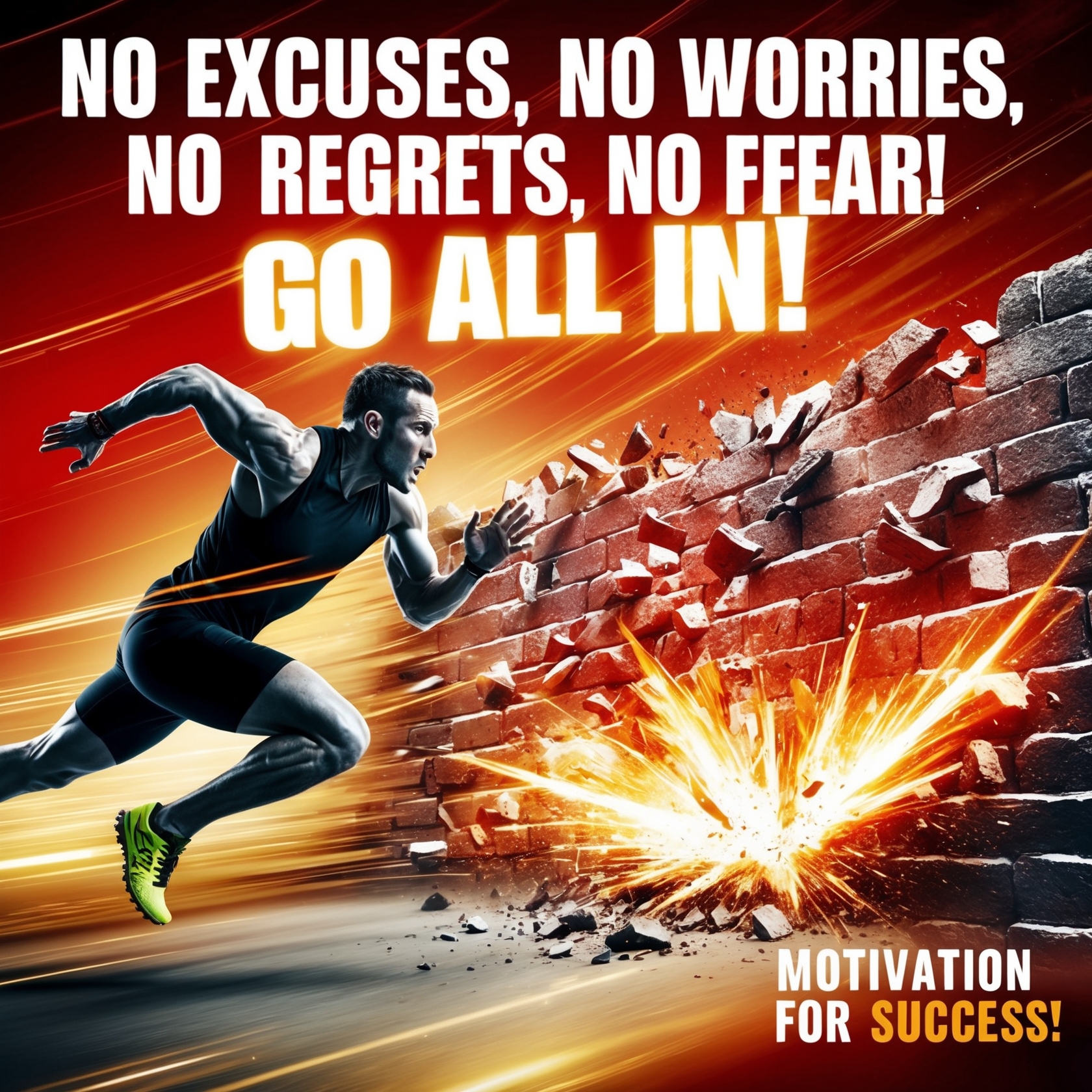 No Excuses, No Worries, No Regrets, No Fear! GO ALL IN! - Motivation for Success